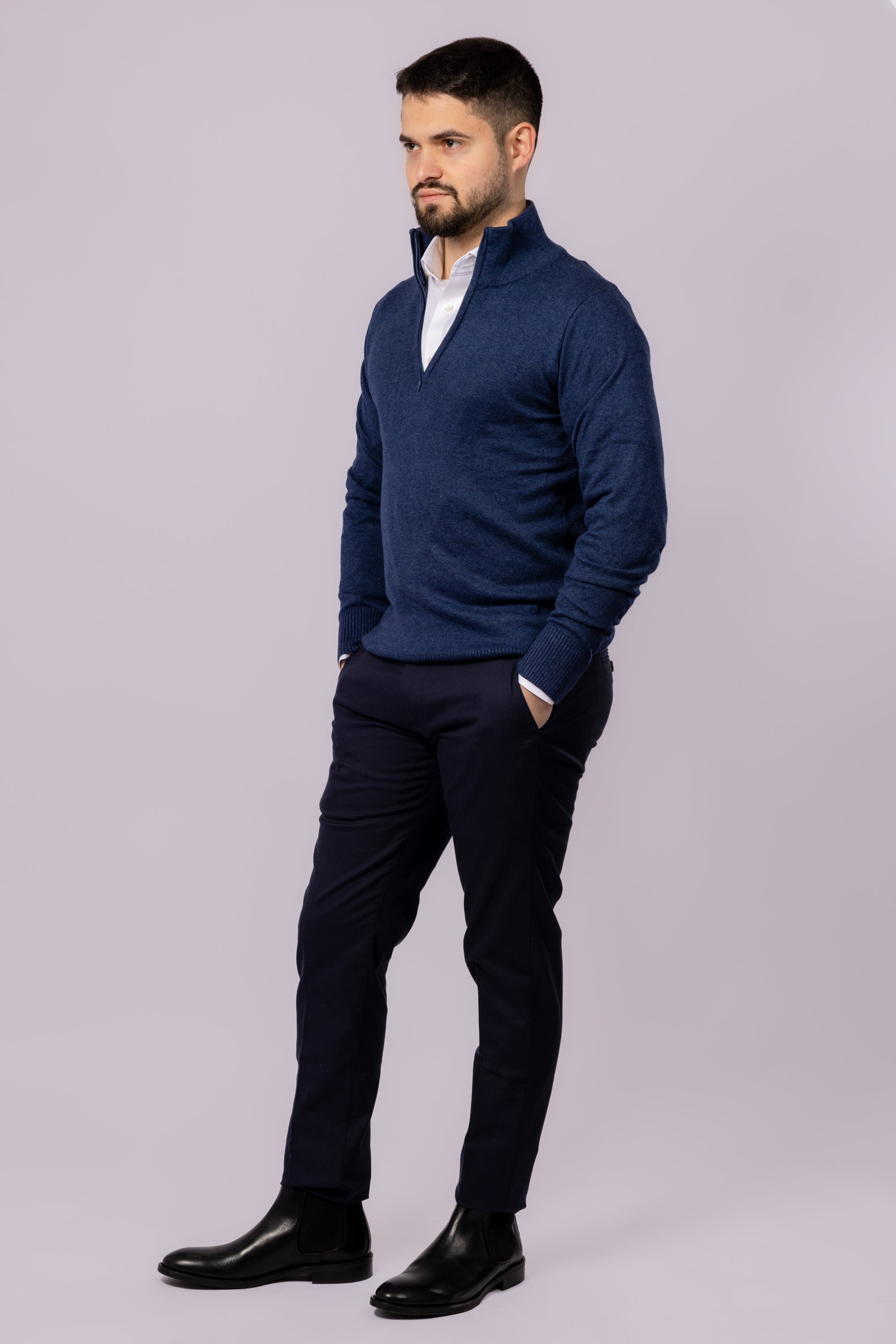 Cashmere Blend Quarter Zip Sweater - Atica Man