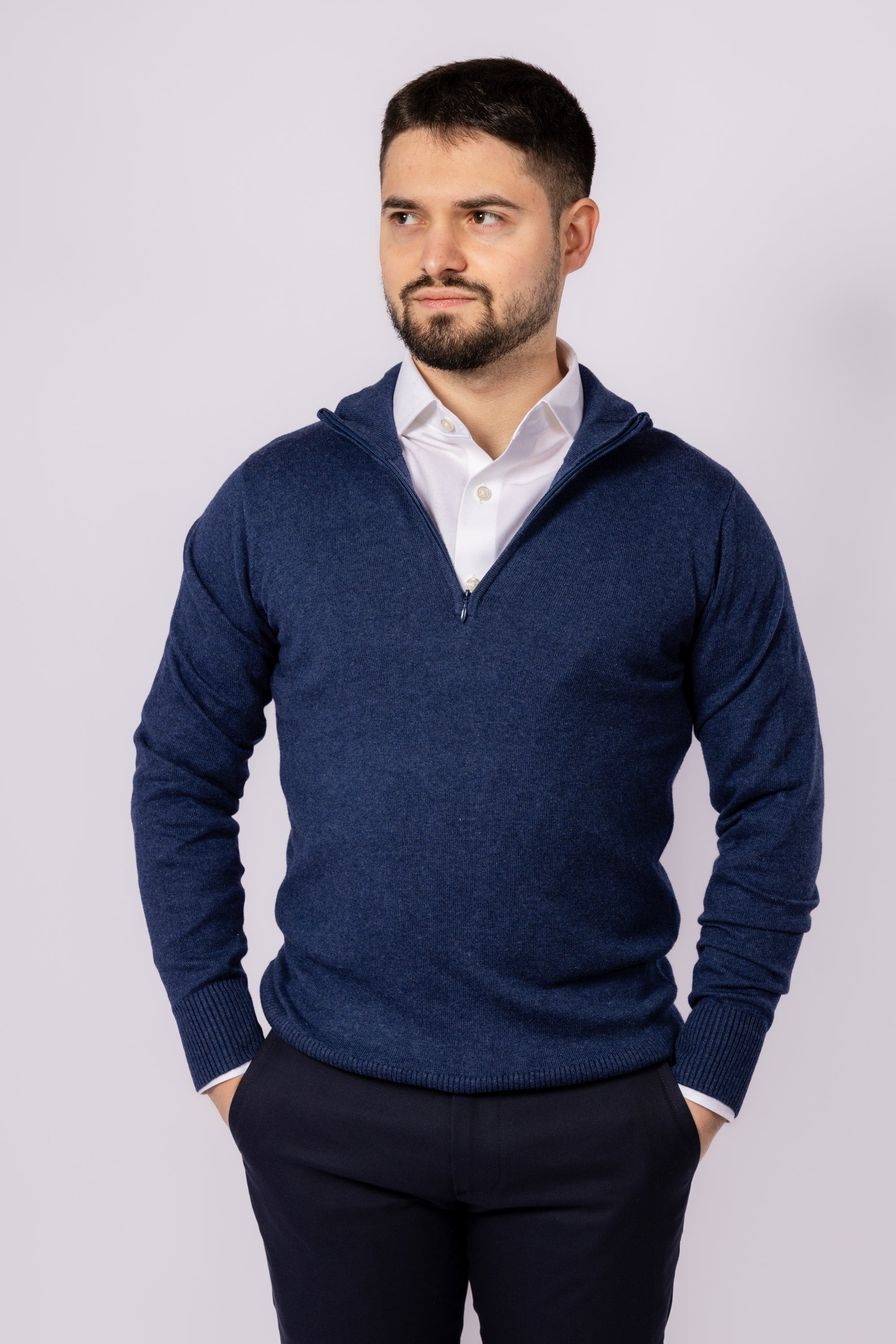 Cashmere Blend Quarter Zip Sweater - Atica Man