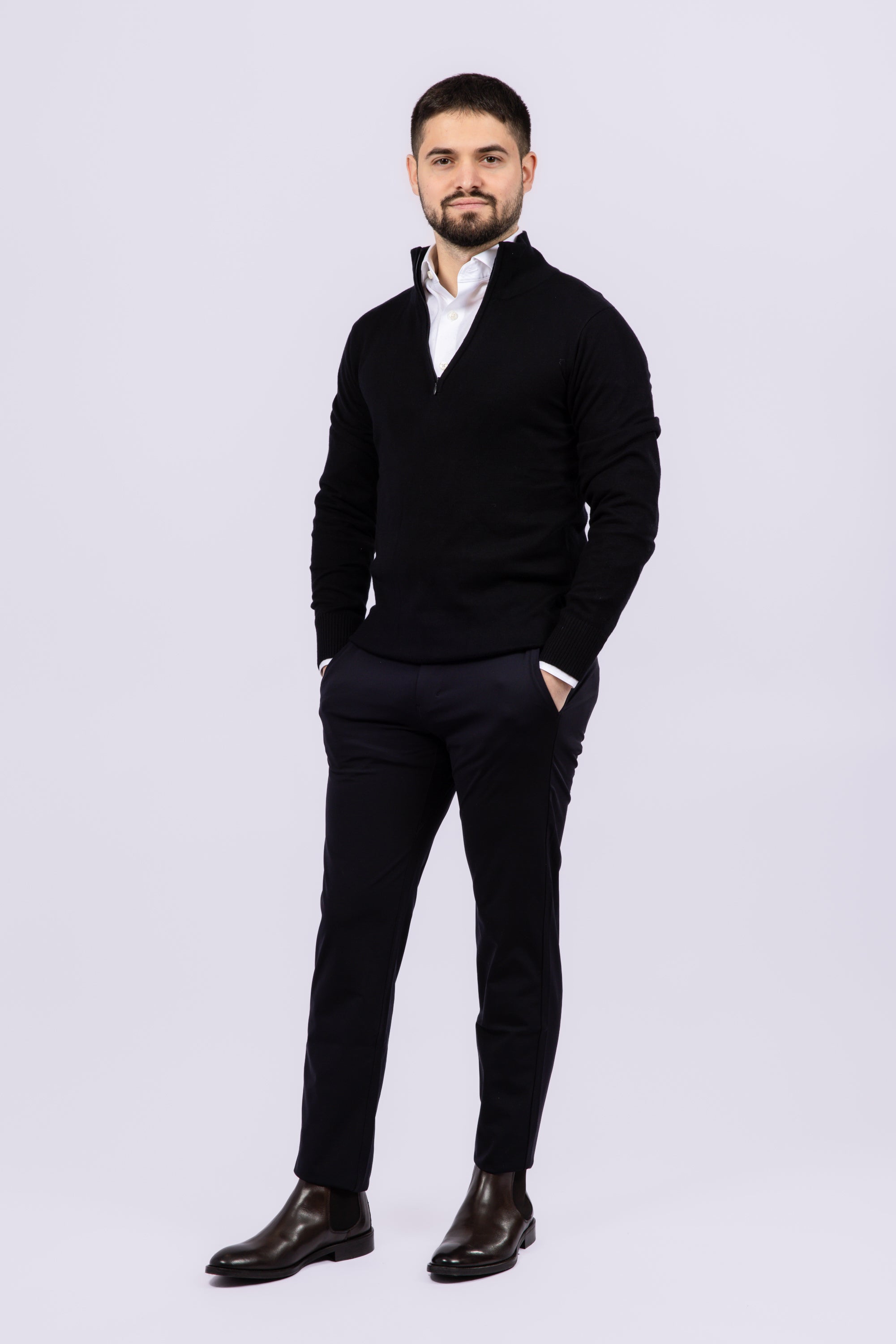 Cashmere Blend Quarter Zip Sweater - Atica Man