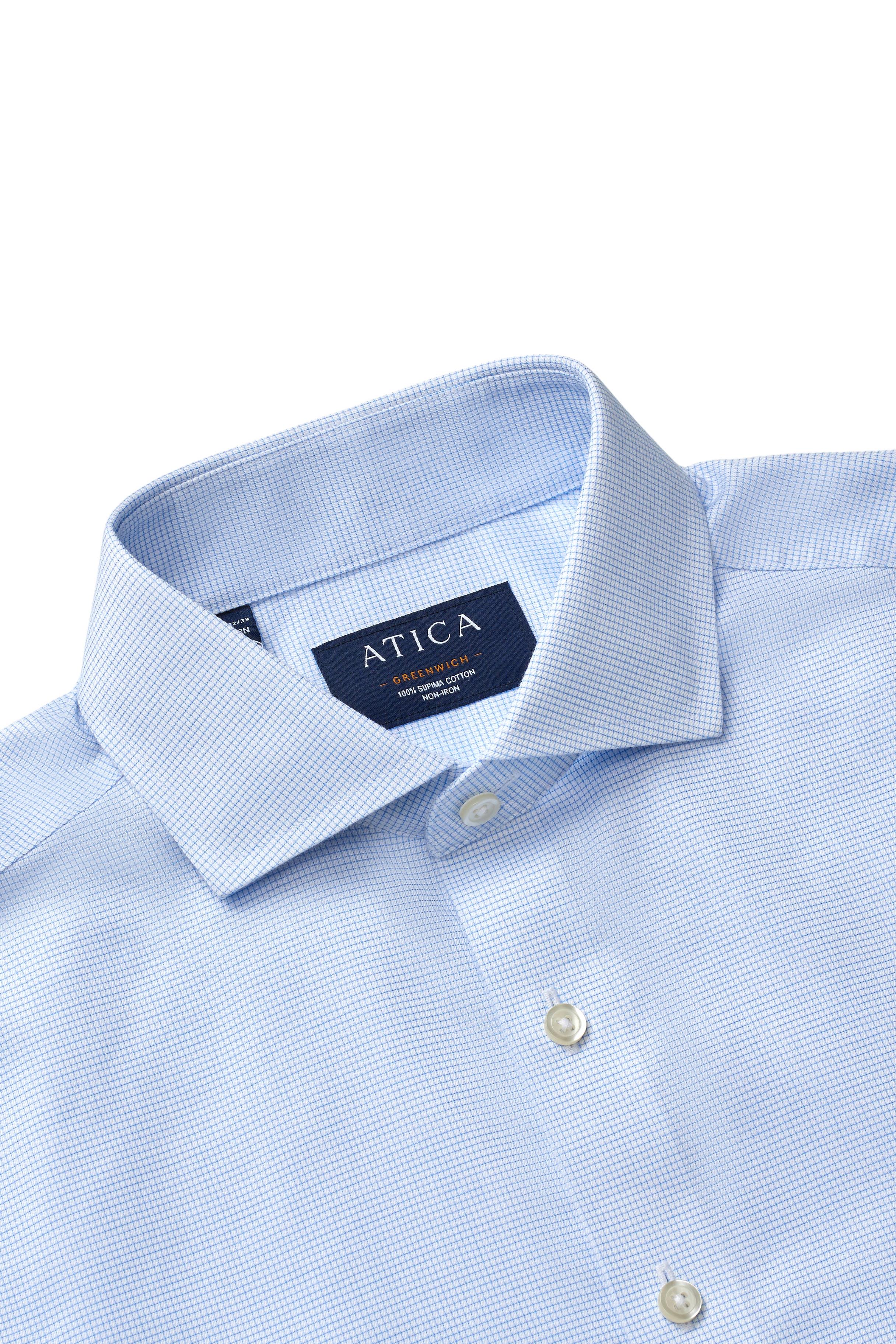 Greenwich Light Blue Grid Shirt - Atica Man