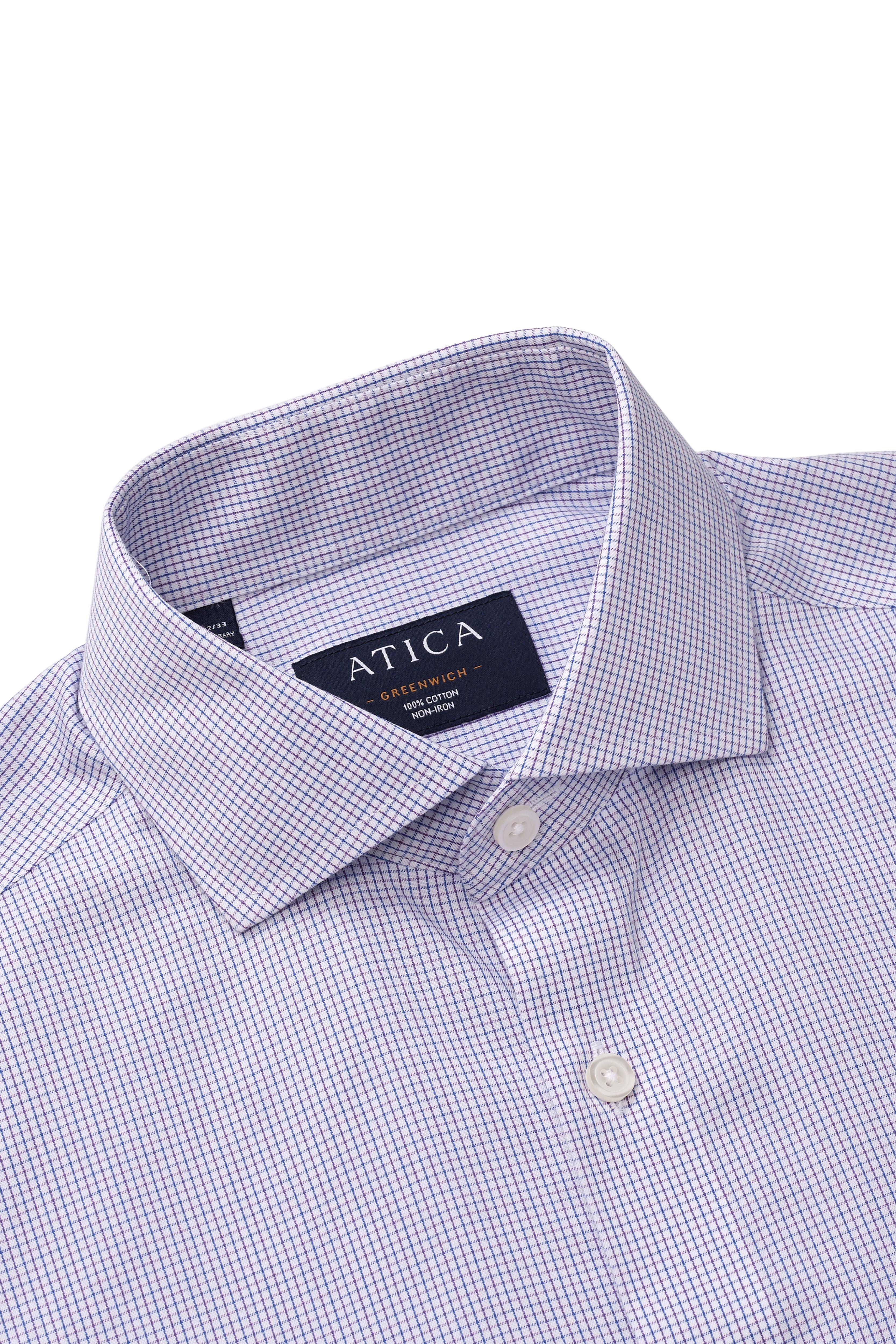 Greenwhich Blue Red Micro Check Shirt - Atica Man