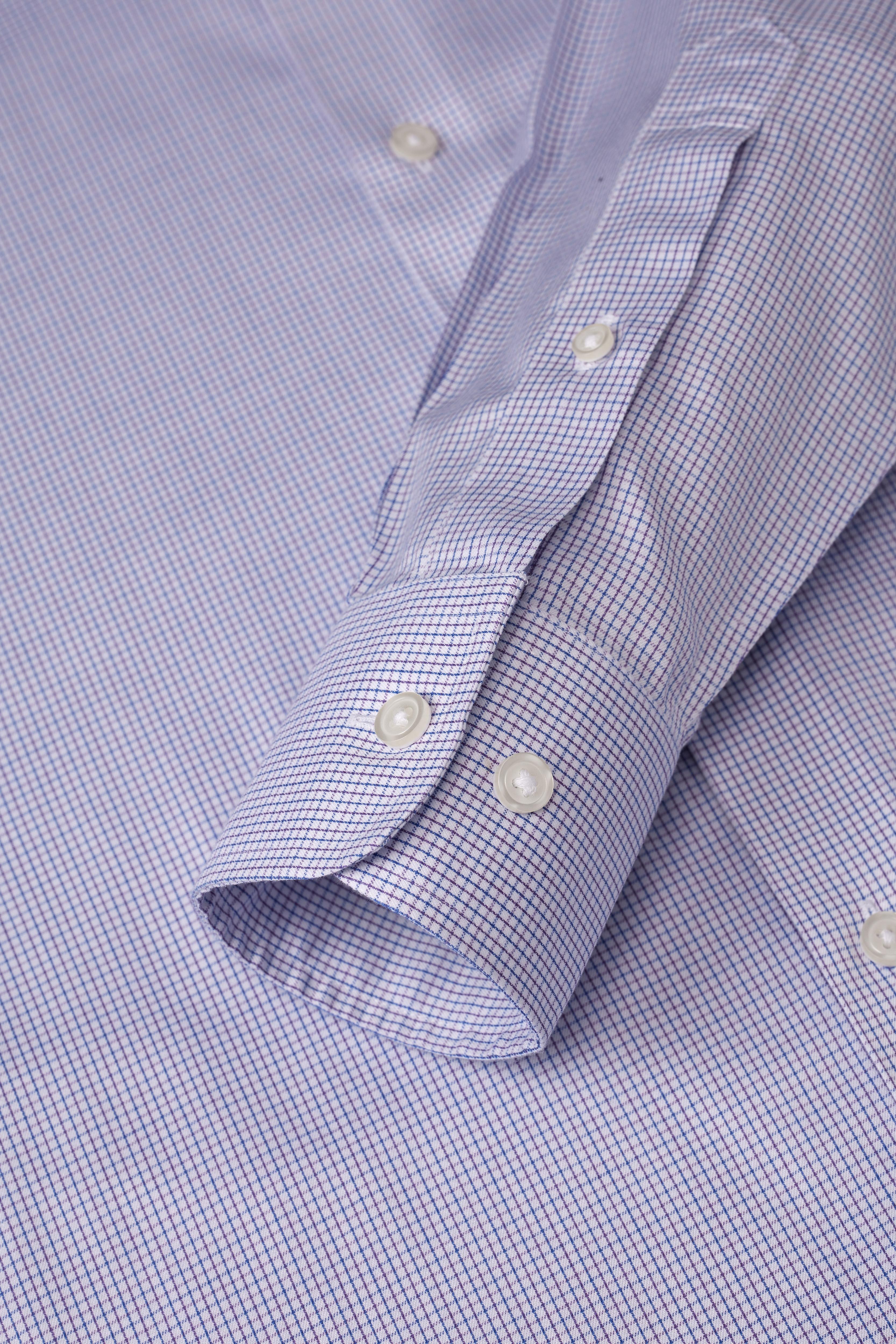 Greenwhich Blue Red Micro Check Shirt - Atica Man