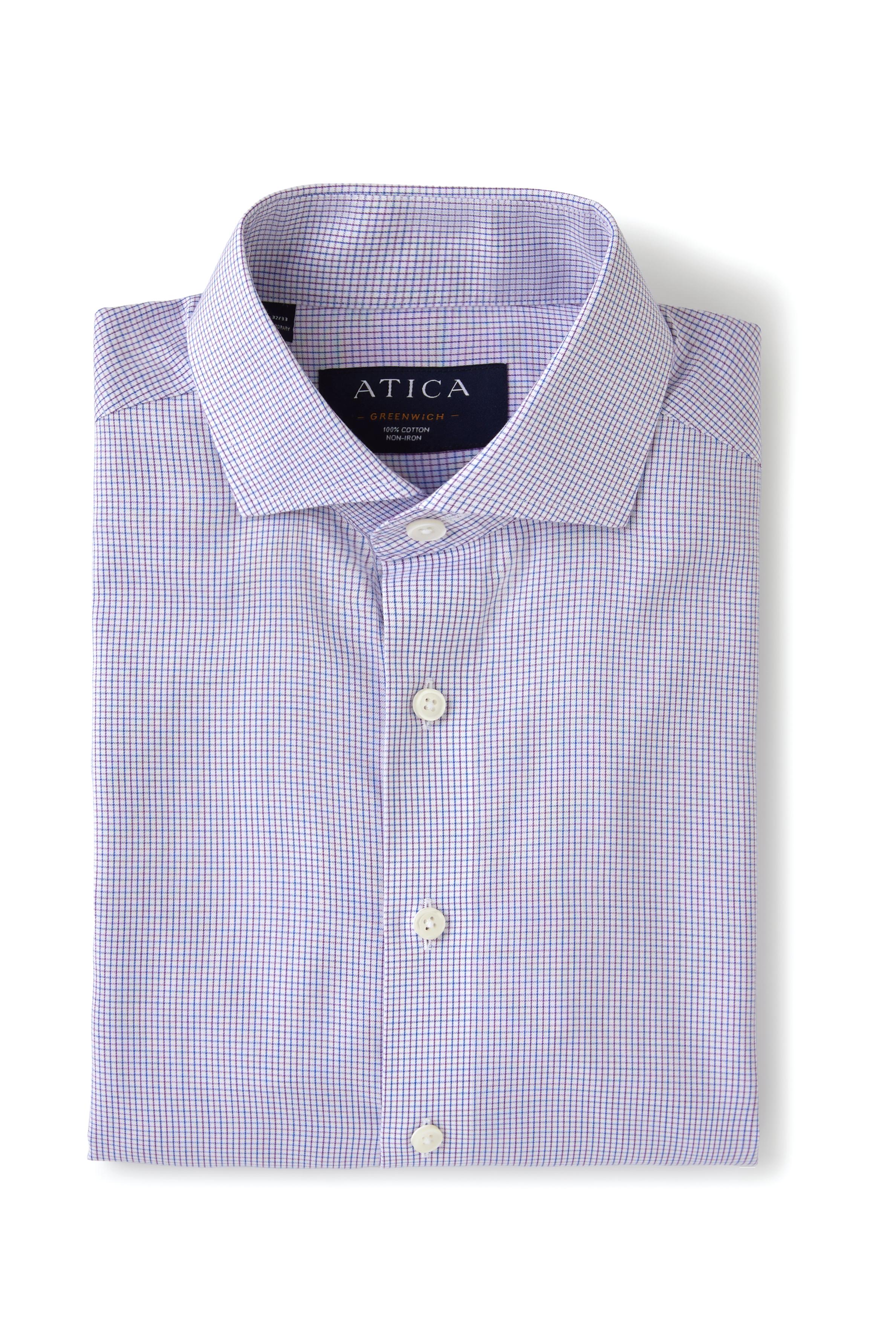 Greenwhich Blue Red Micro Check Shirt - Atica Man