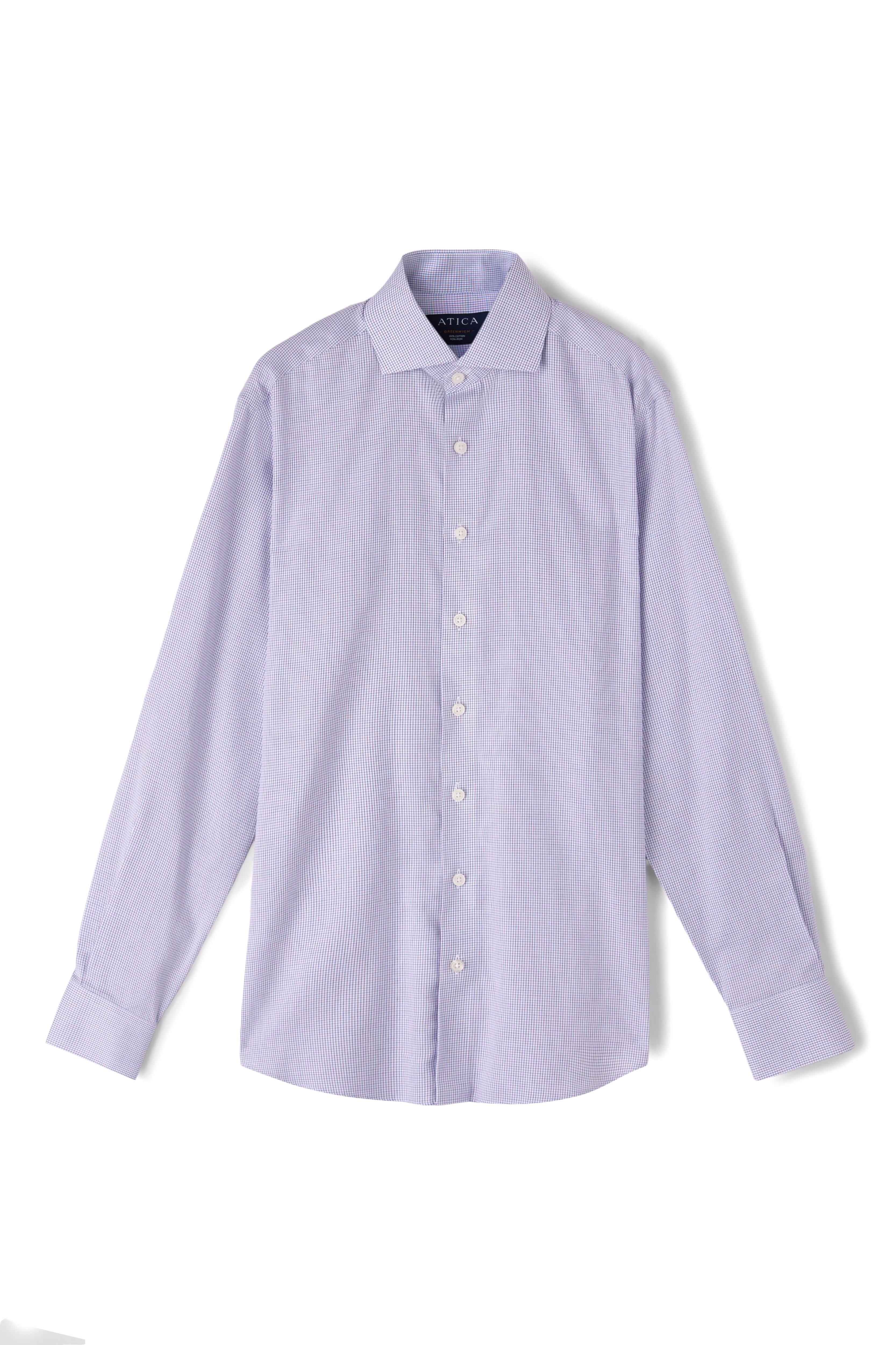 Greenwhich Blue Red Micro Check Shirt - Atica Man