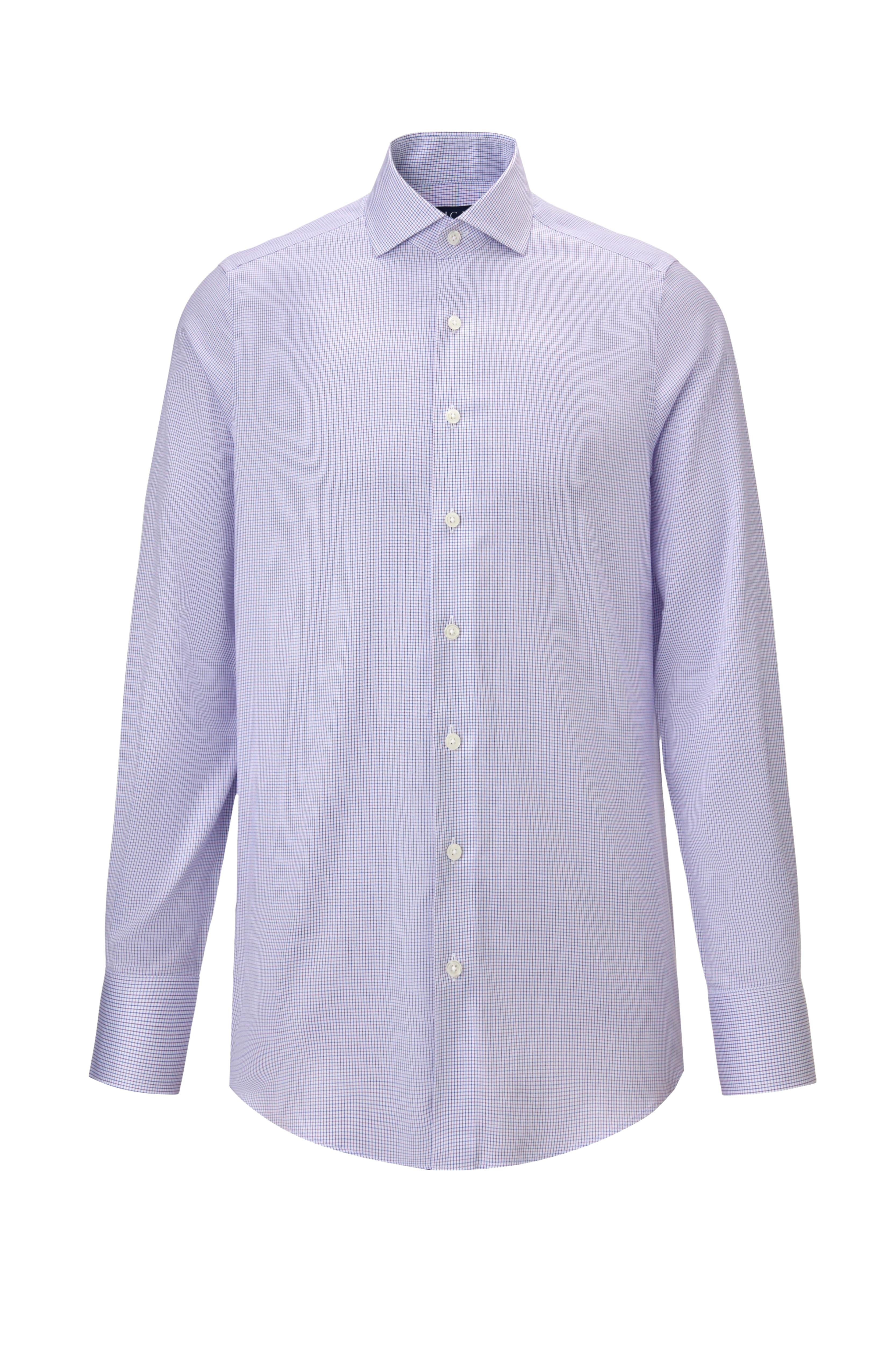 Greenwhich Blue Red Micro Check Shirt - Atica Man