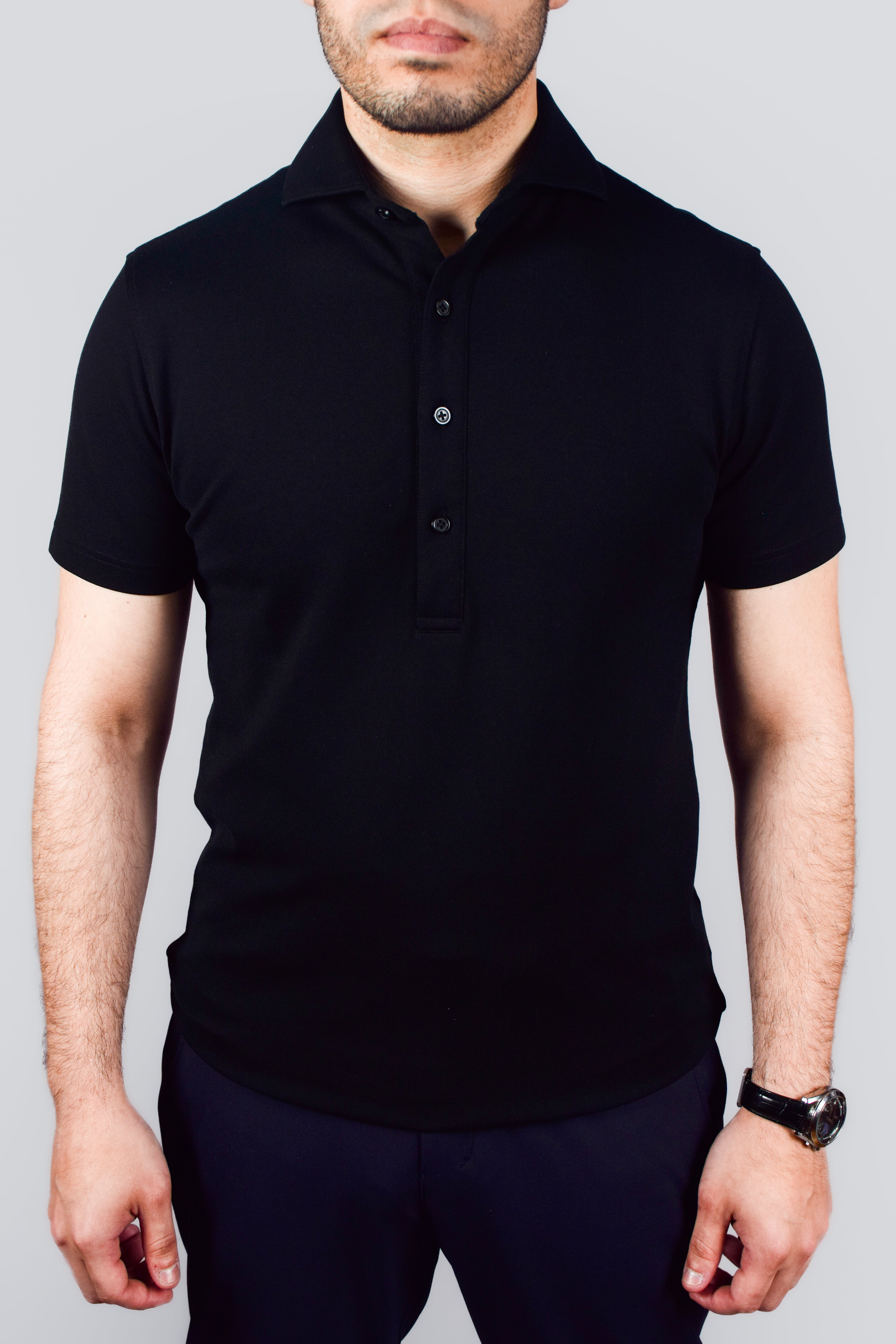 Dress Collar Performance Polo - Black - Atica Man