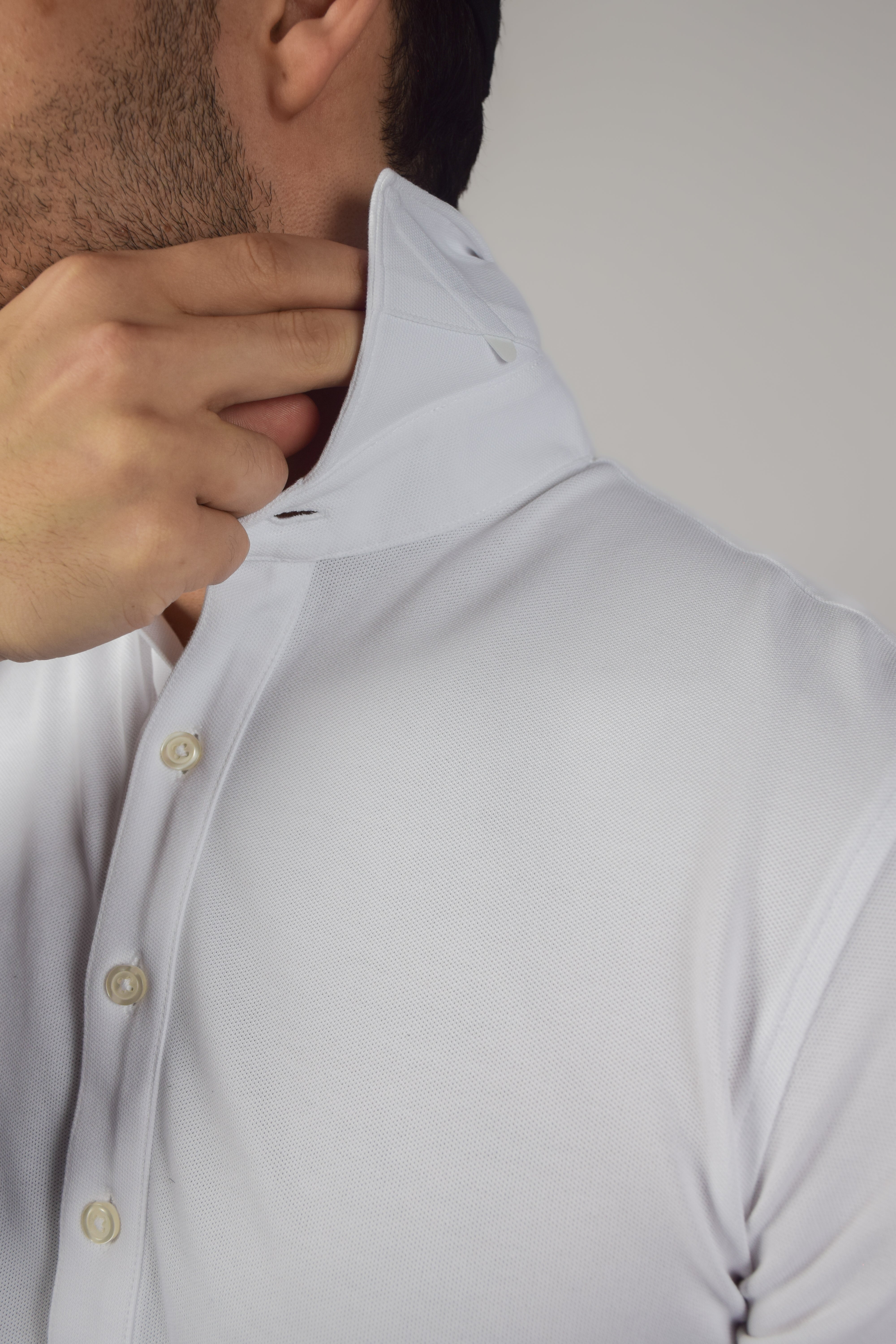 Dress Collar Performance Long Sleeve - White - Atica Man