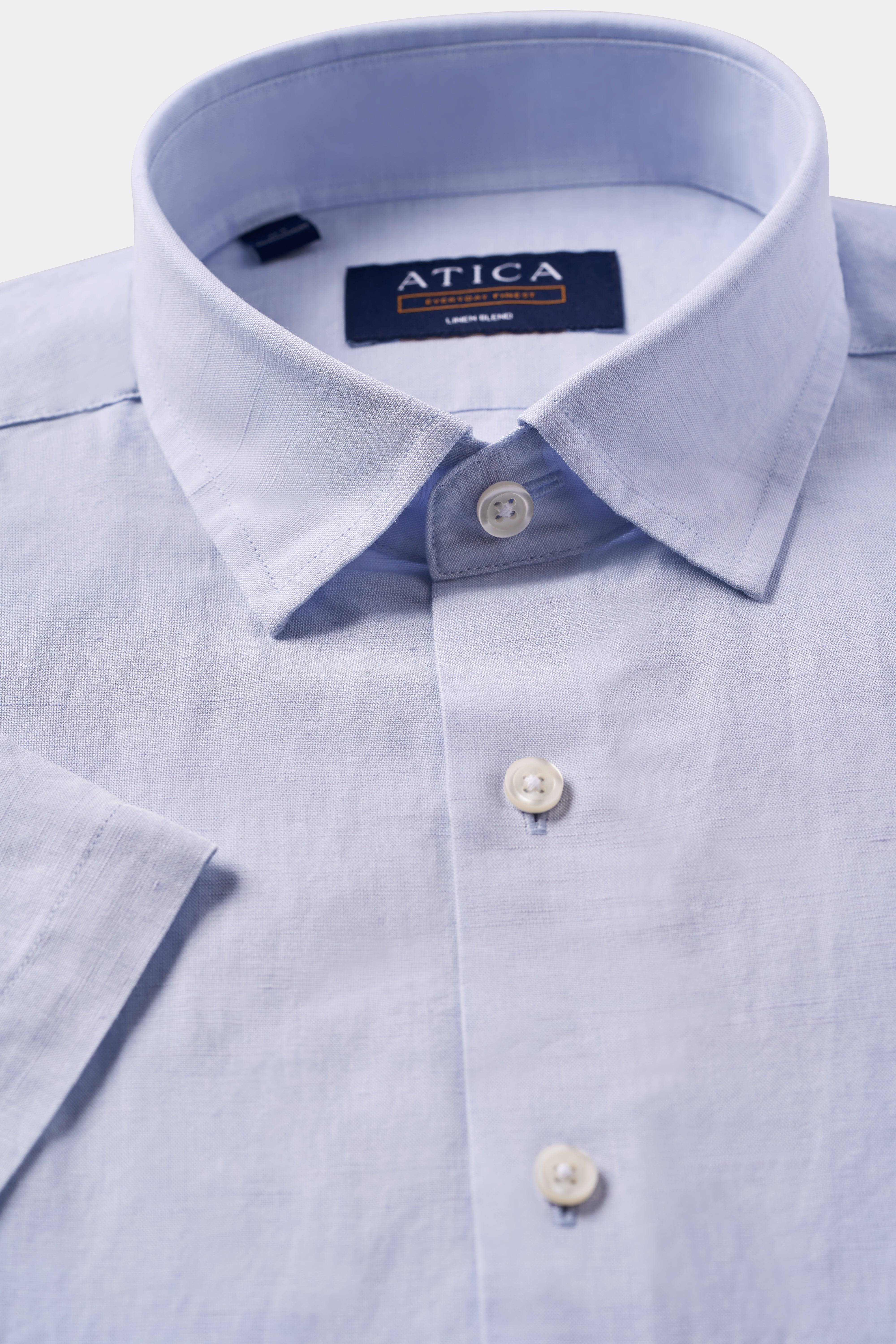 Short Sleeve Linen Shirt - Sky Blue - Atica Man