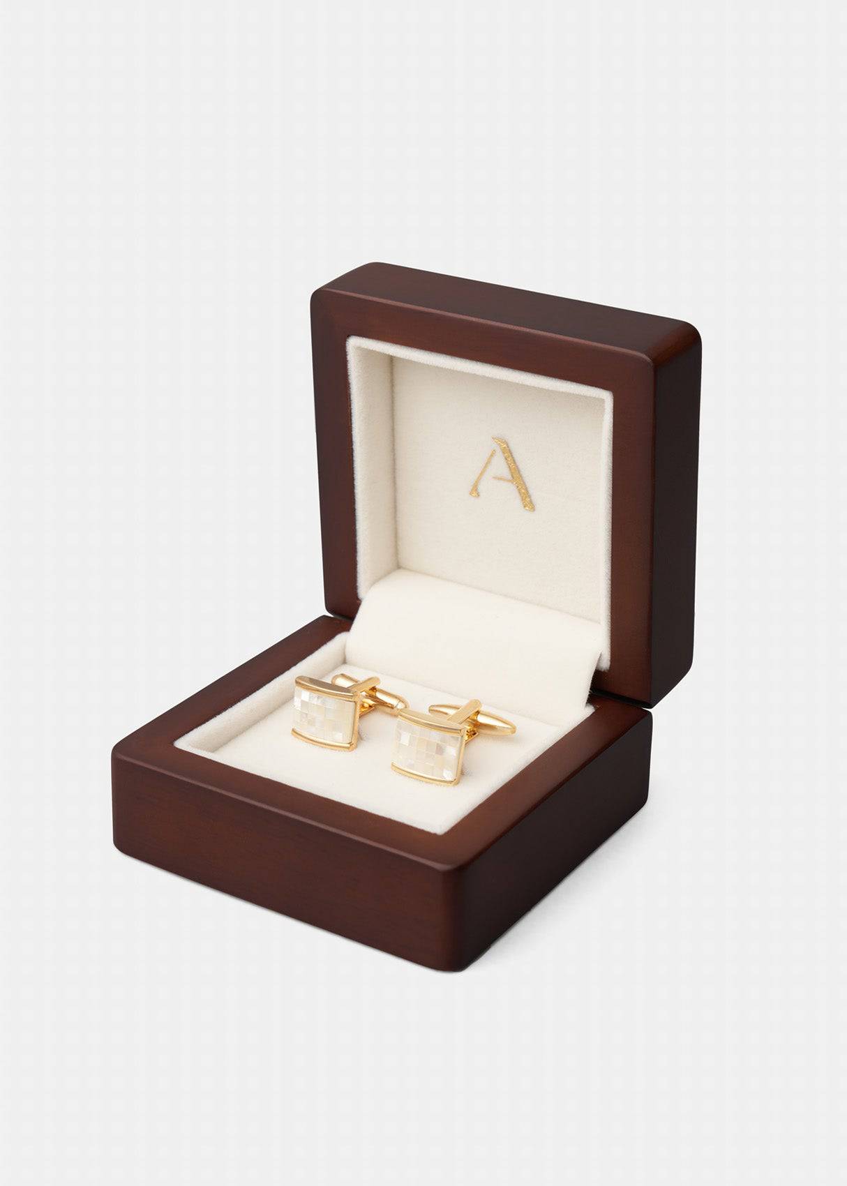 Rectangular Mother Of Pearl Cufflinks.