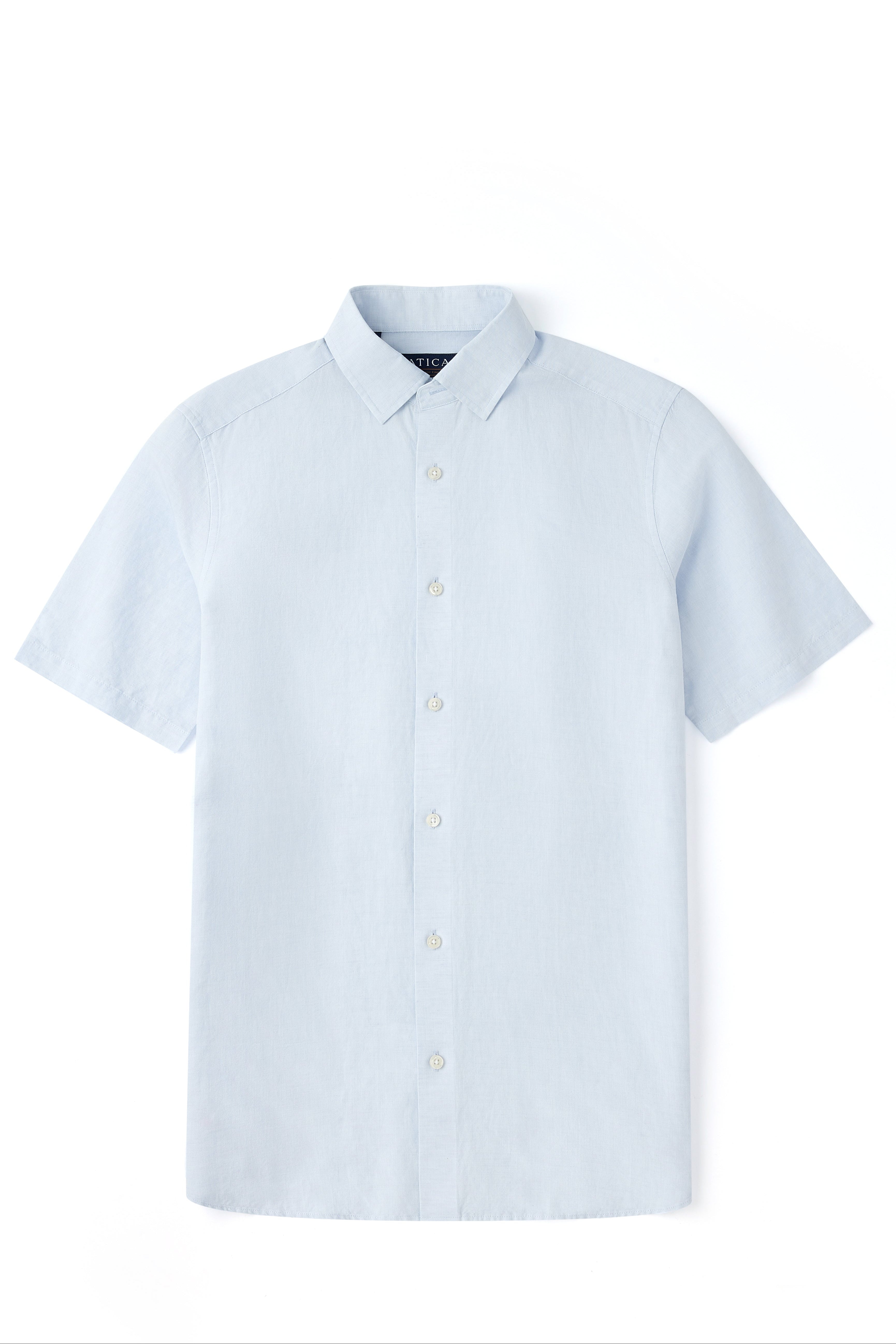 Sky Blue Short Sleeve Linen Shirt - Atica Man