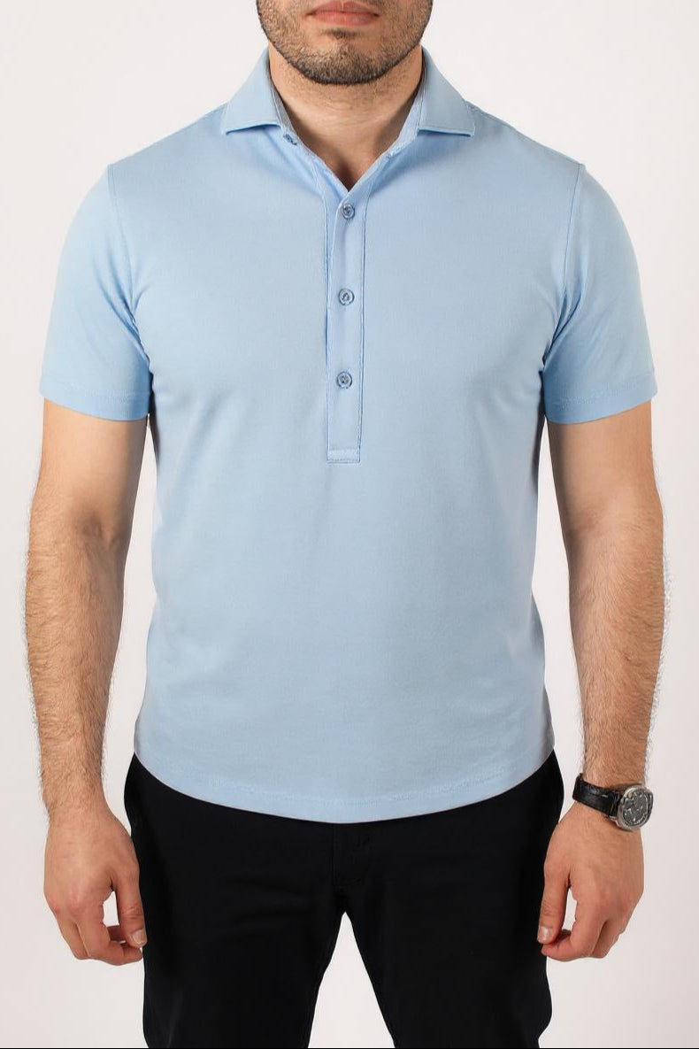 Dress Collar Performance Polo - Sky Blue