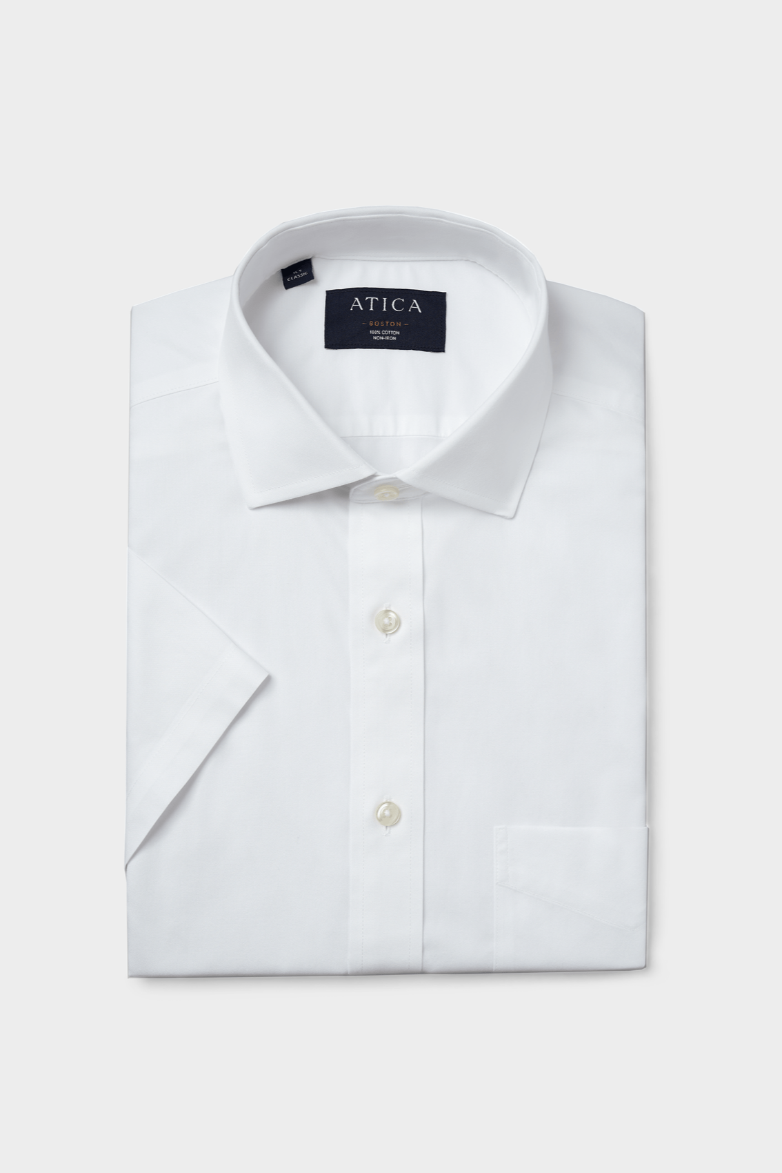 Boston White Short Sleeve Shirt – Non-Iron, Wrinkle-Resistant, Breathable Cotton Fabric, Classic Fit