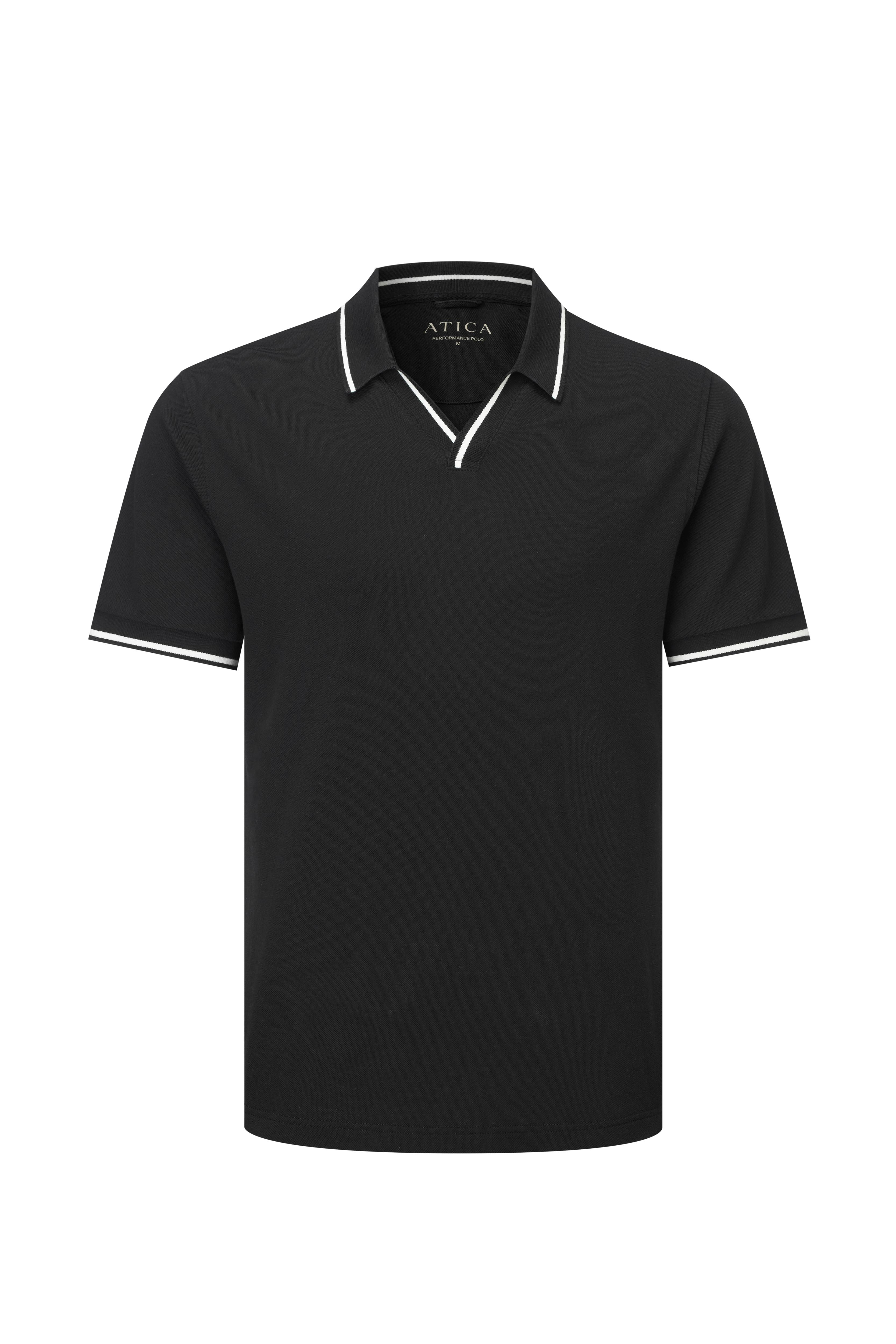 Black Buttonless Performance Polo - Atica Man