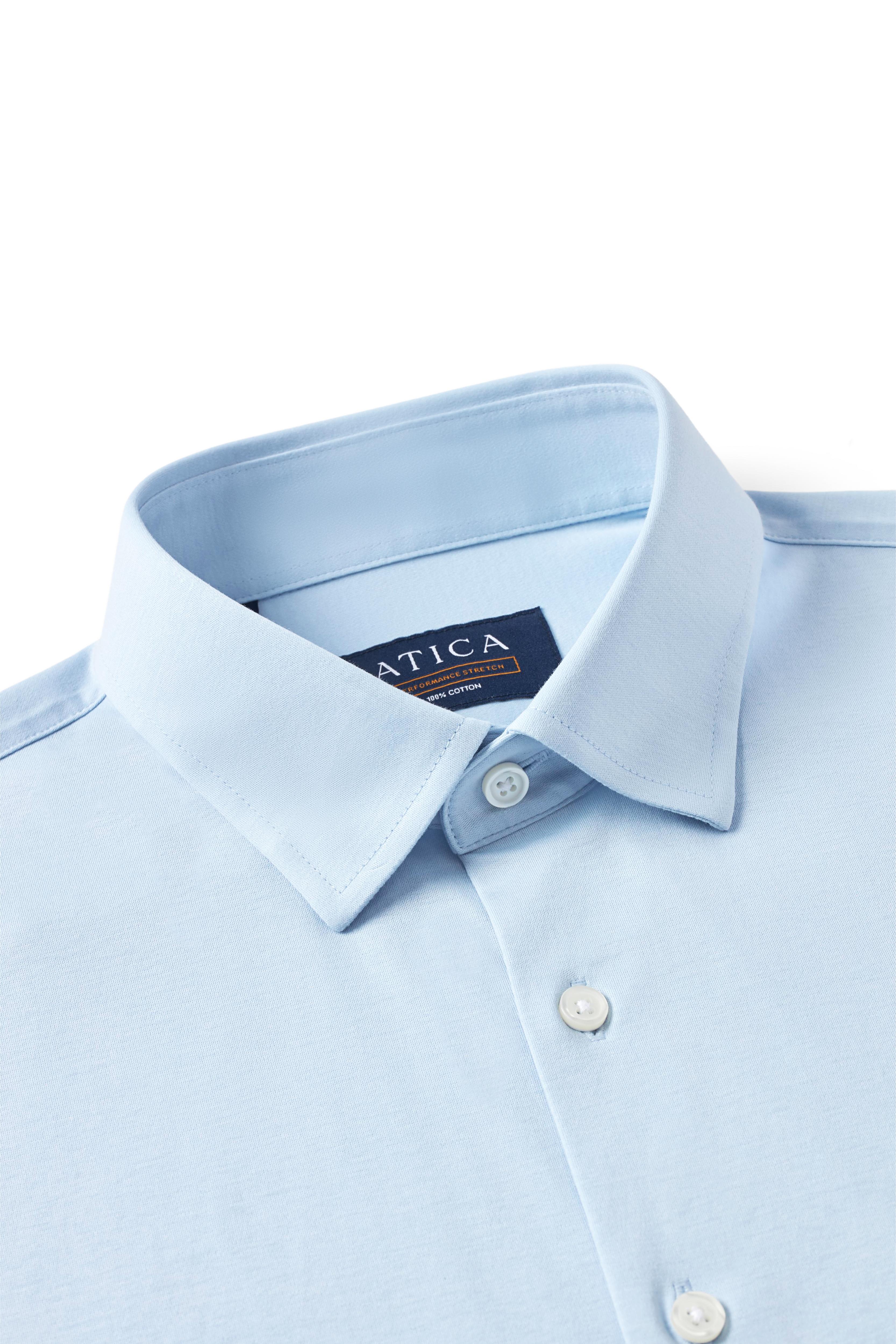 Short Sleeve Button Down Knit Shirt - Sky Blue - Atica Man