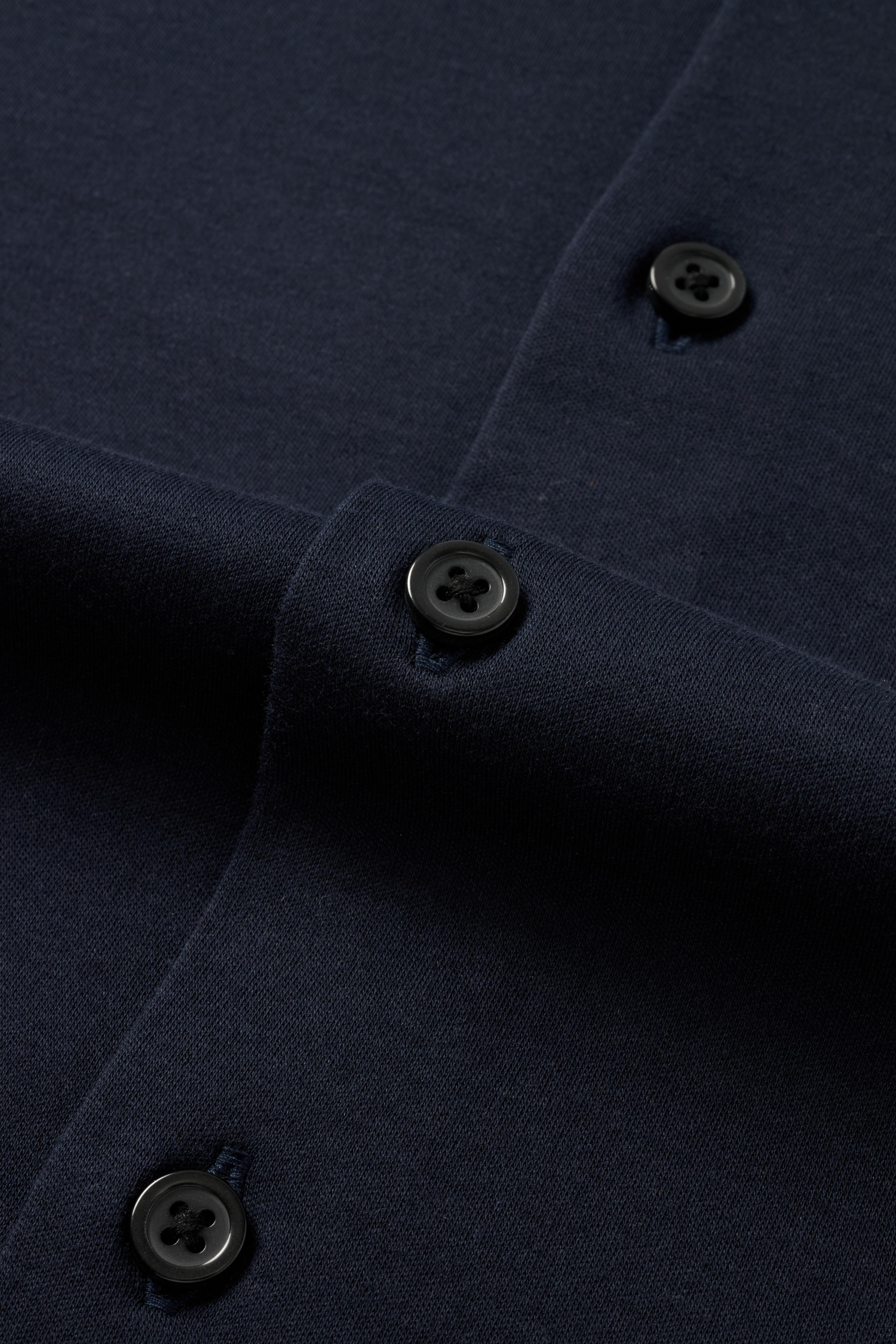 Short Sleeve Button Down Knit Shirt - Dark Navy - Atica Man
