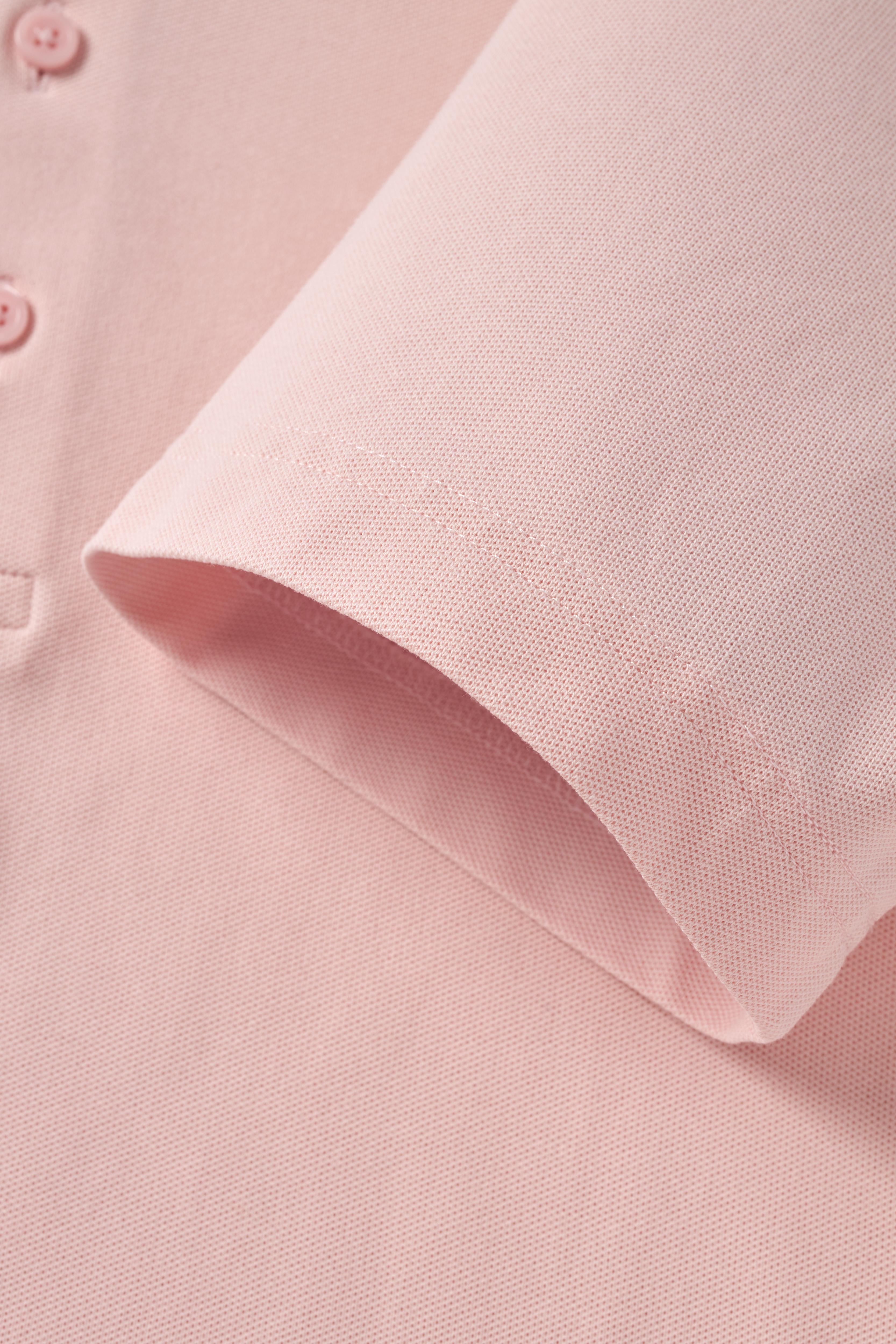 Peach Dress Collar Buttonless Polo - Atica Man