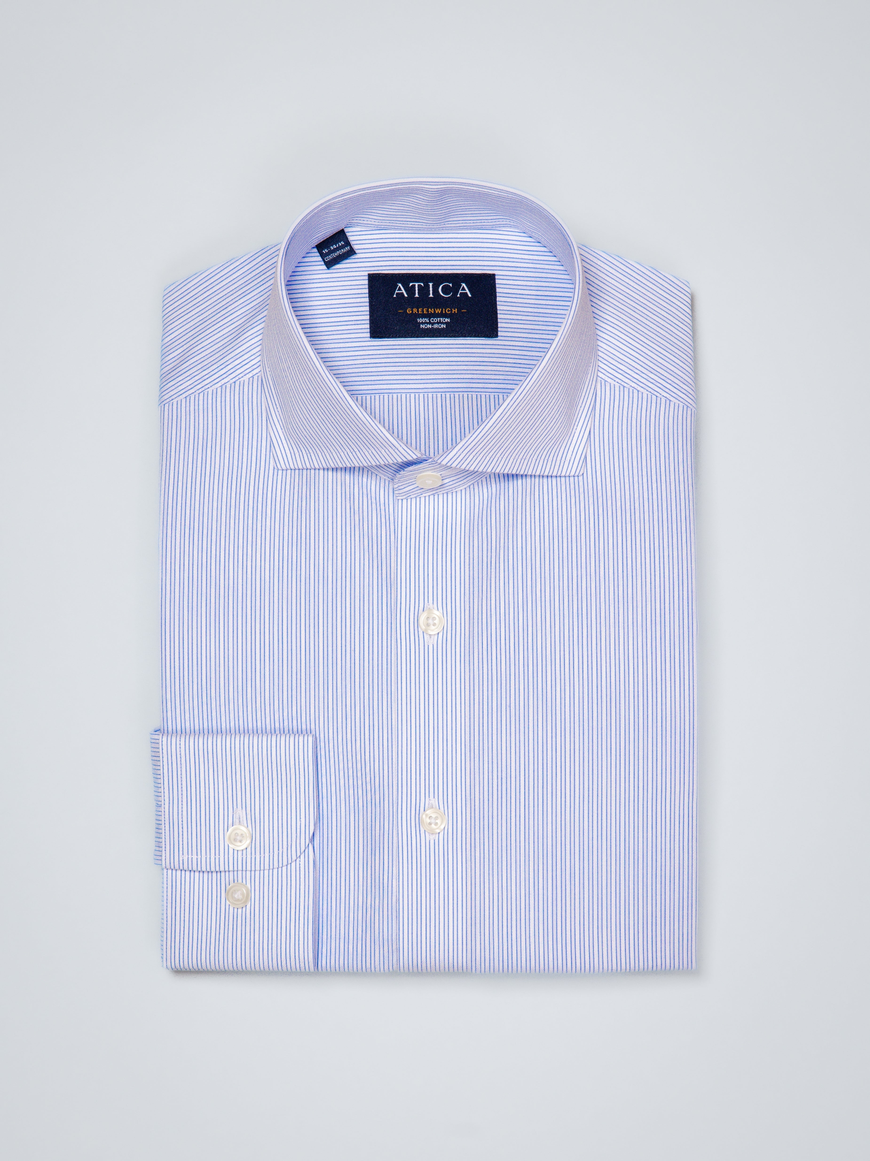 Greenwich Light Blue Textured Stripe Shirt - Atica Man