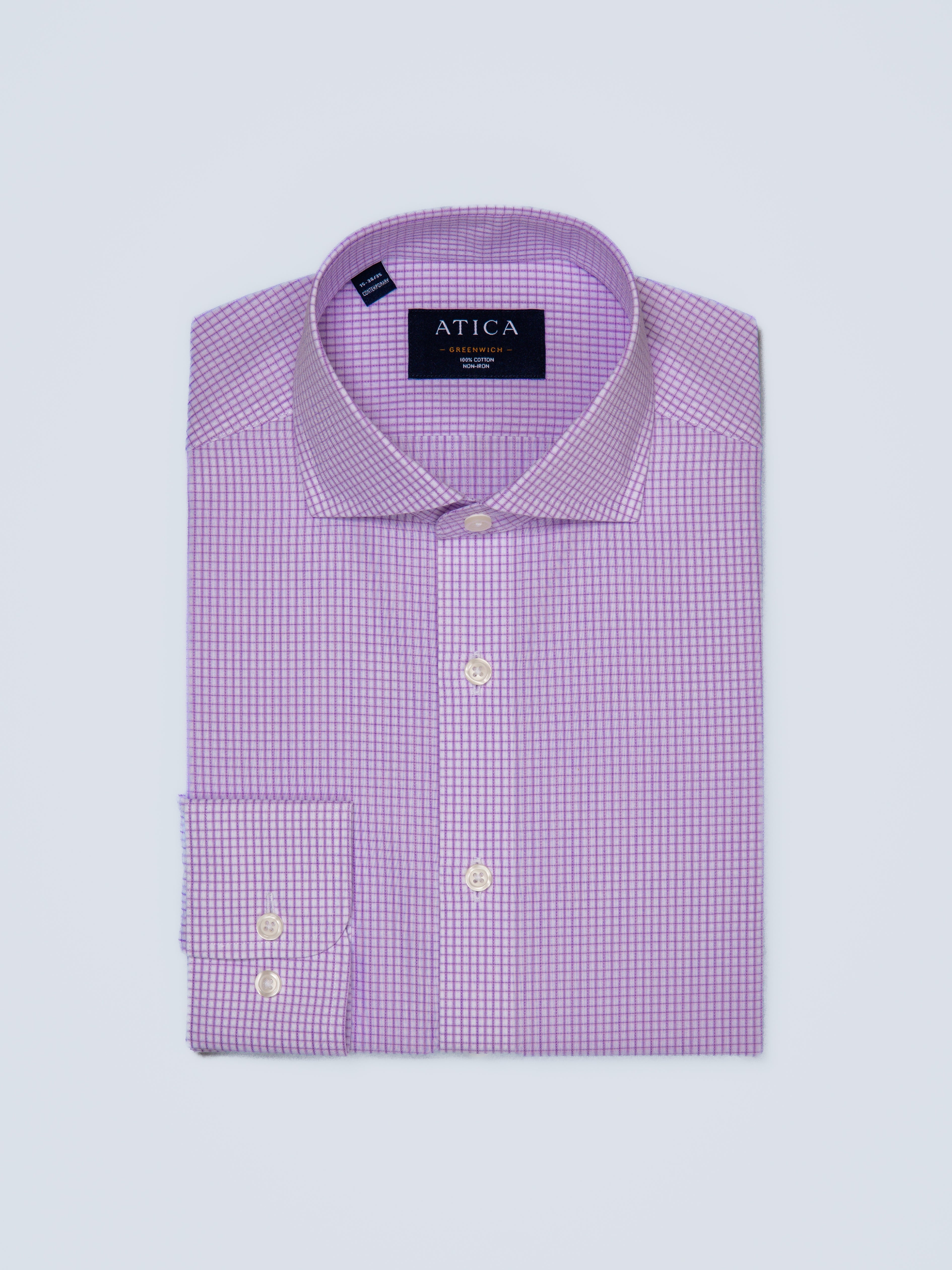 Greenwich Purple Mini Grid Shirt - Atica Man