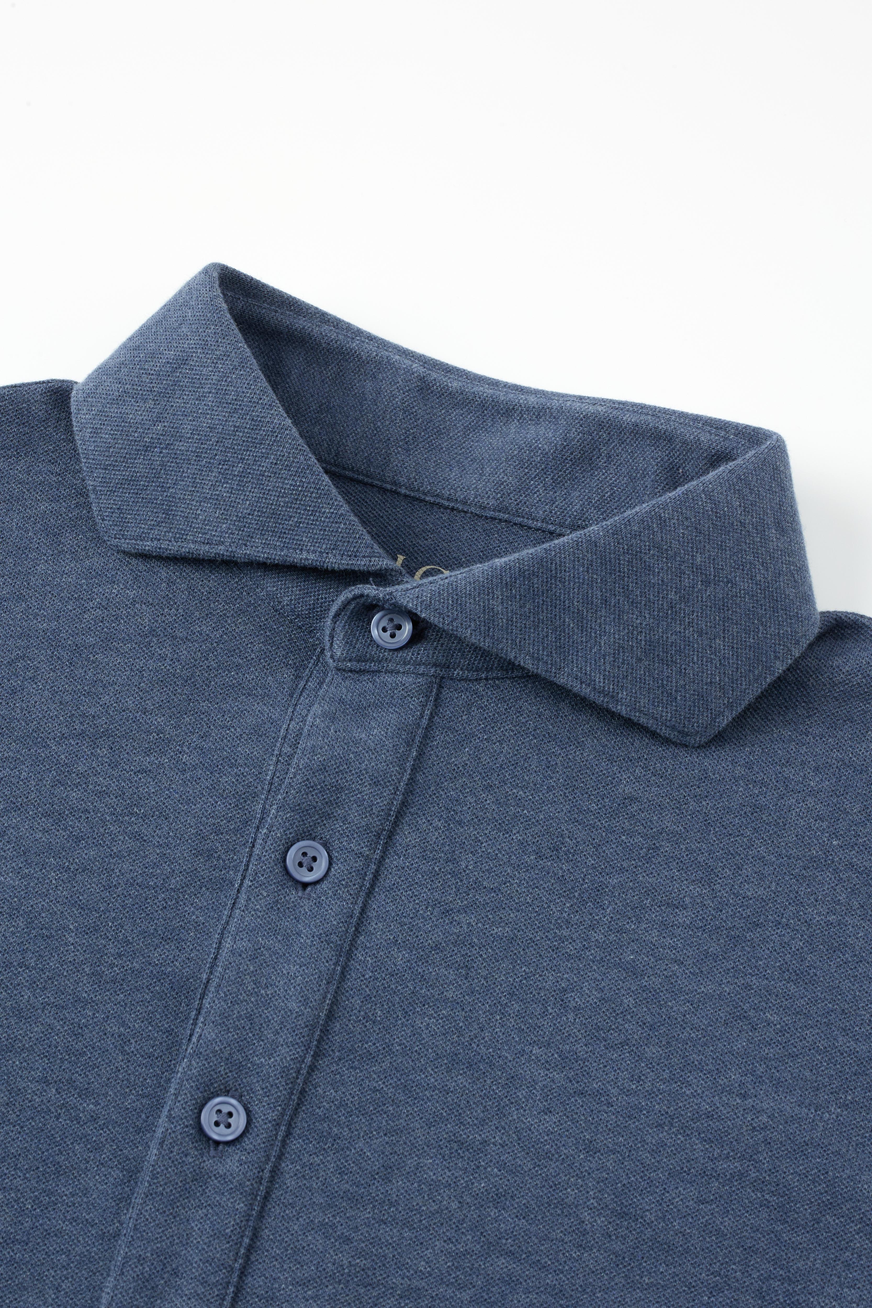 Dress Collar Performance Polo - Heather Blue - Atica Man