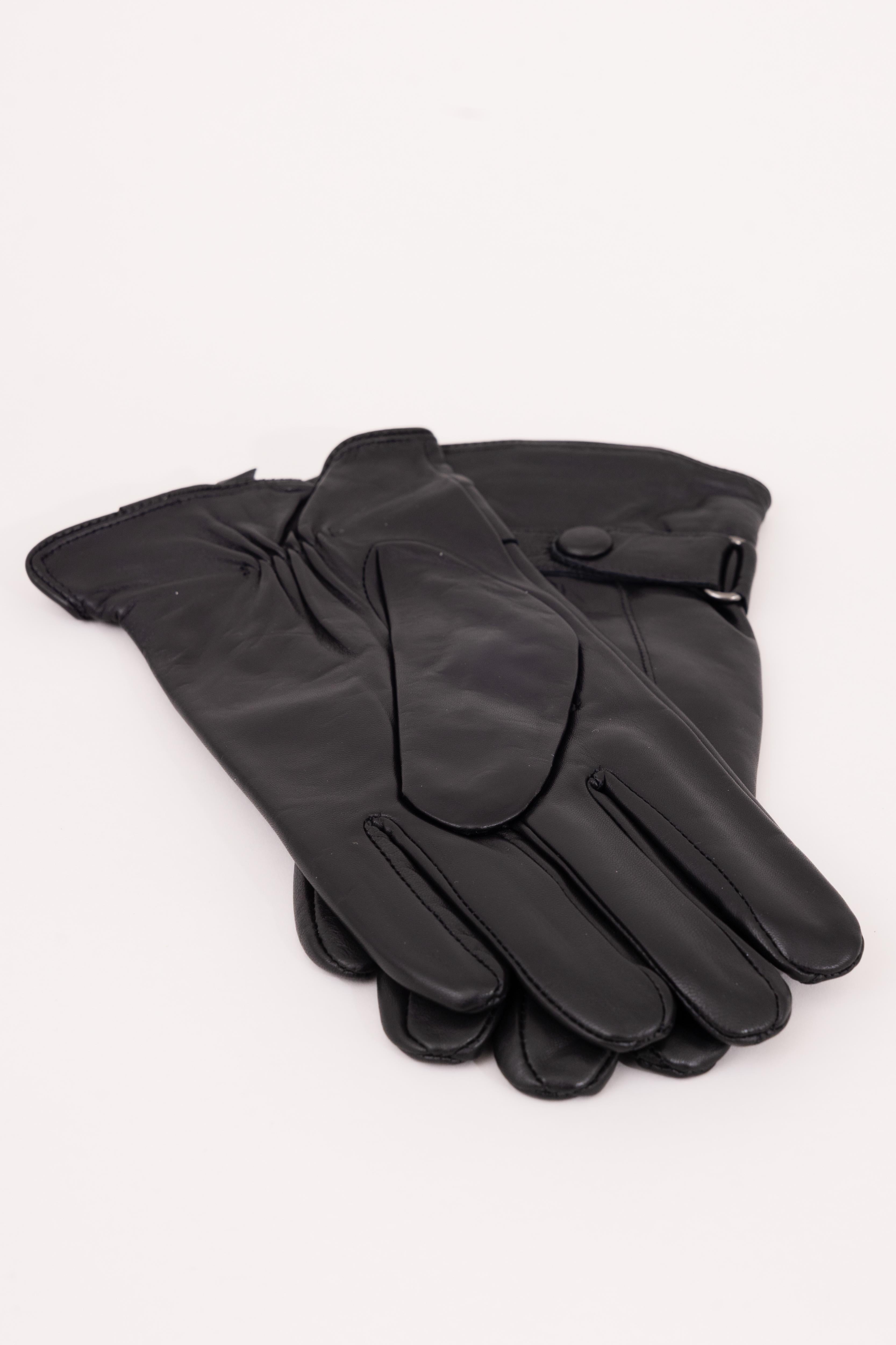 Men’s Nappa Leather Wool Lined Touchscreen Gloves with Wrist Buckle - Atica Man