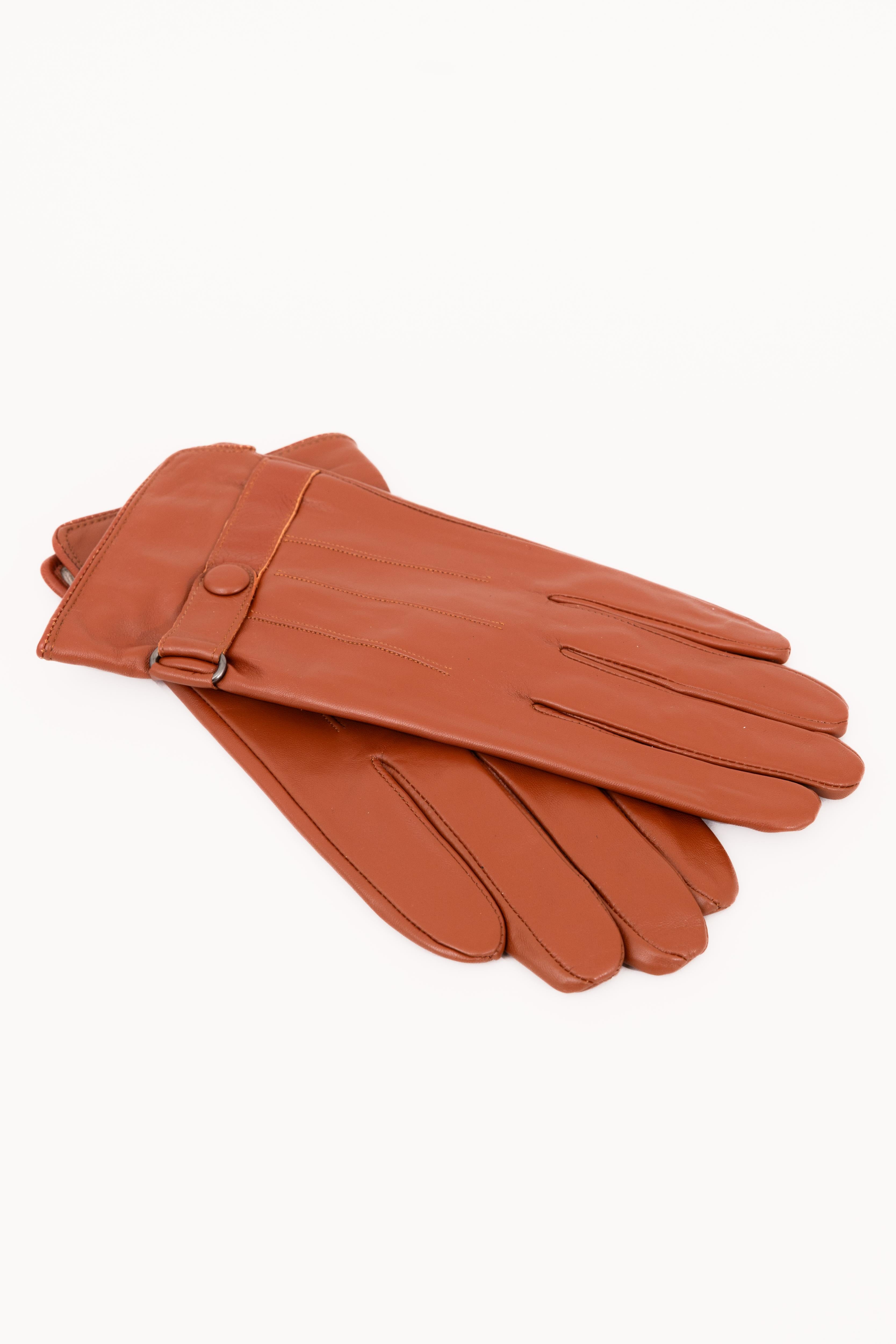 Men’s Nappa Leather Wool Lined Touchscreen Gloves with Wrist Buckle - Atica Man