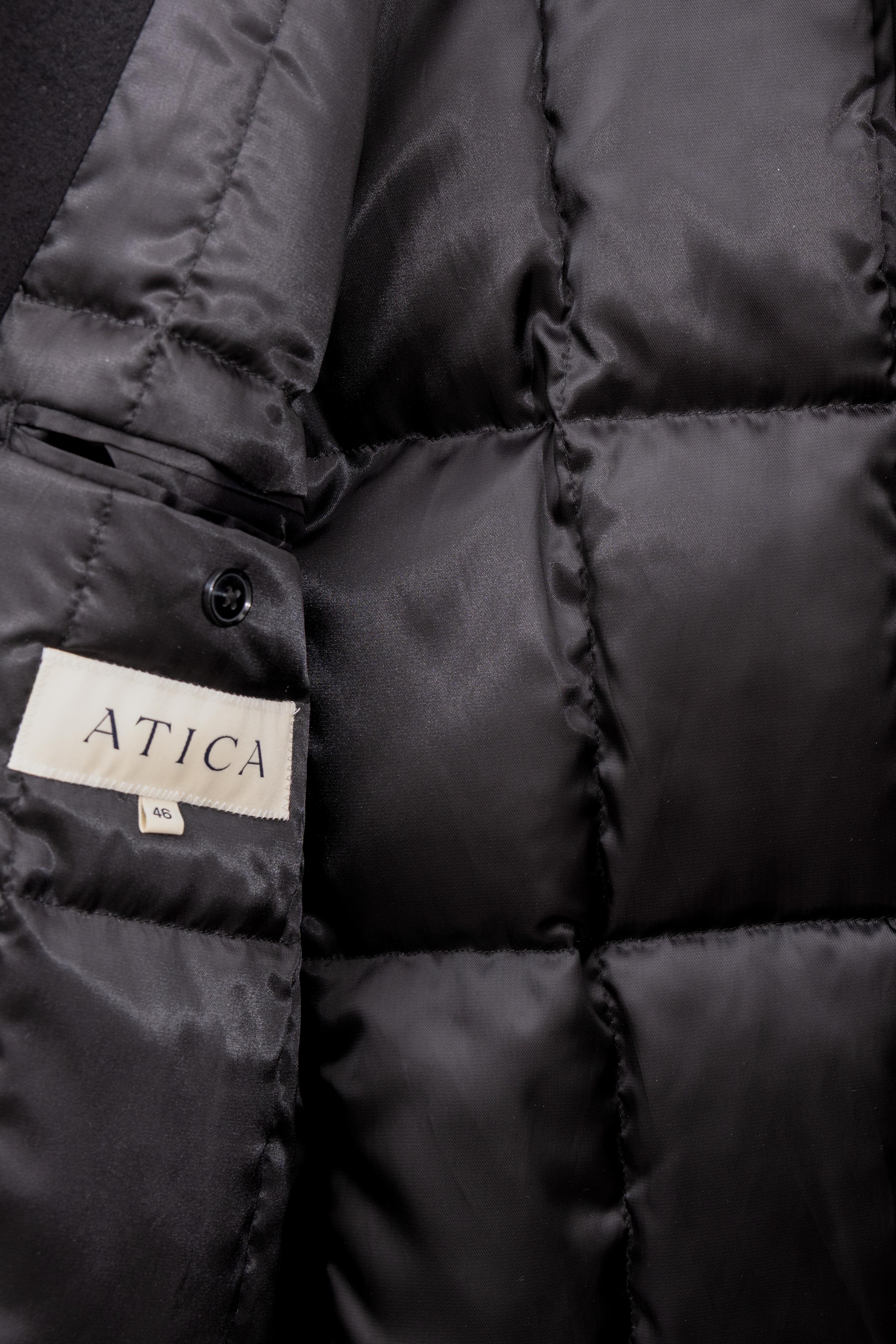 Black Down Filled Wool Overcoat