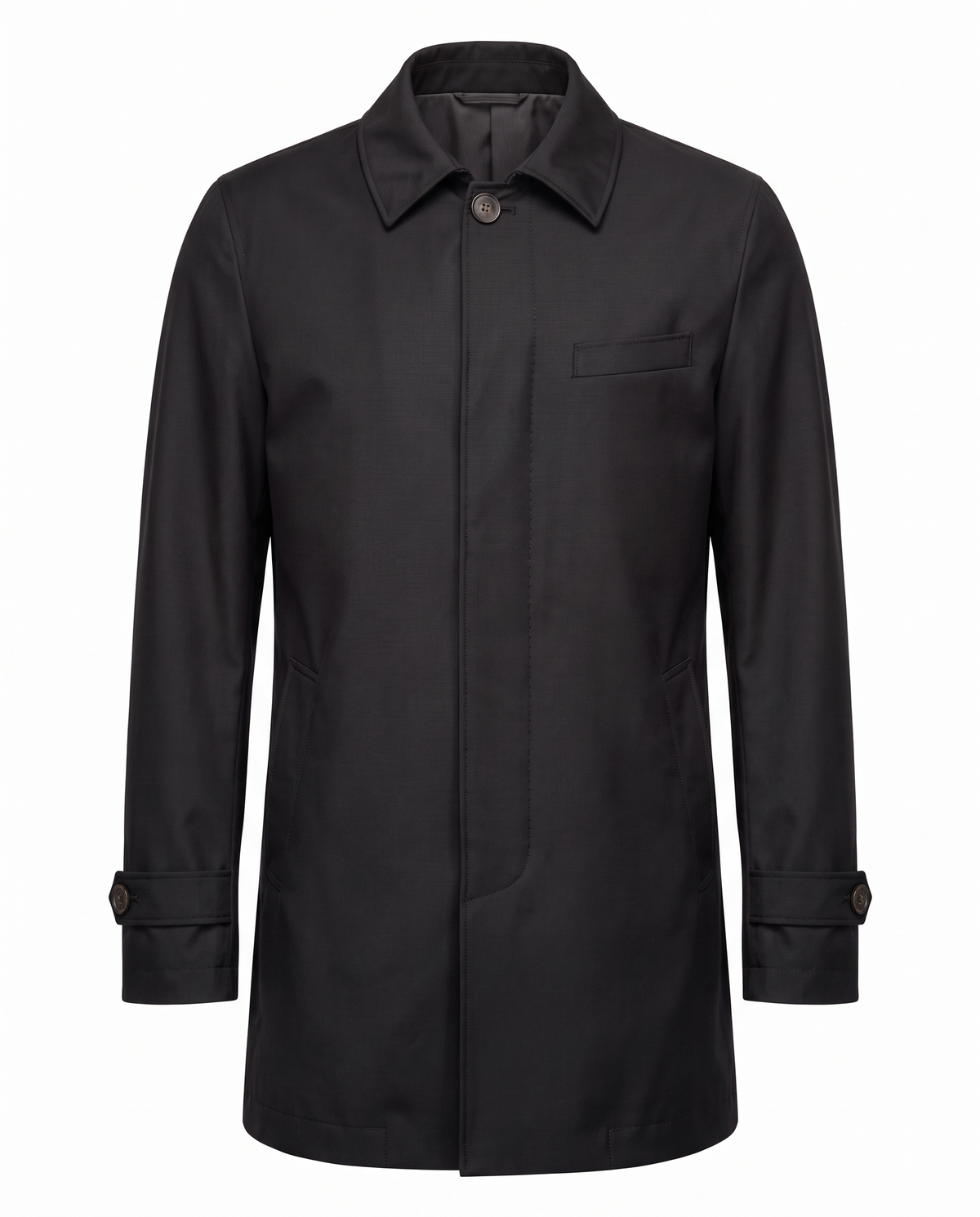 Black Wool Raincoat