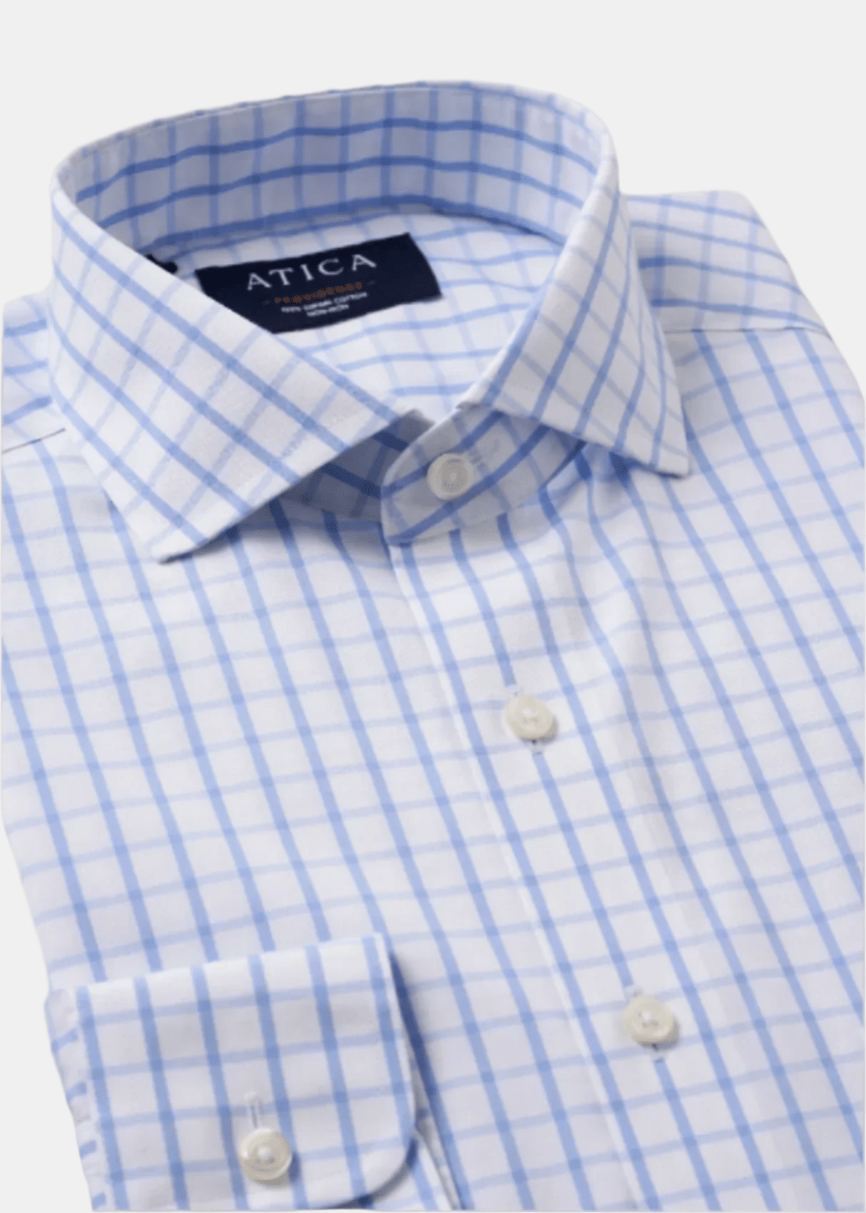 Button-Down Collar Non-Iron Windowpane Check Shirt - Blue – Non-Iron, Extra Durability, American Cotton
