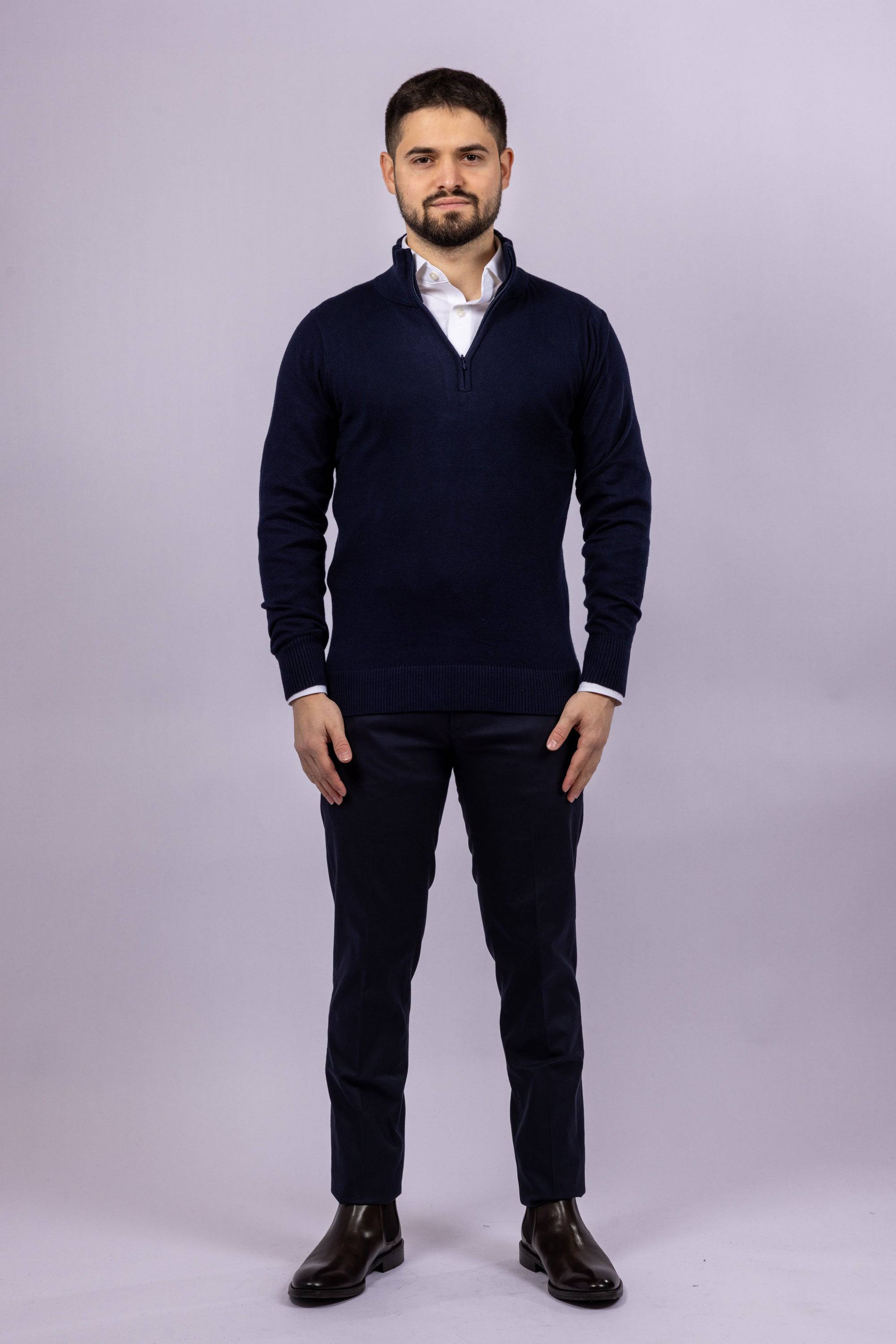 Cashmere Blend Quarter Zip Sweater - Atica Man