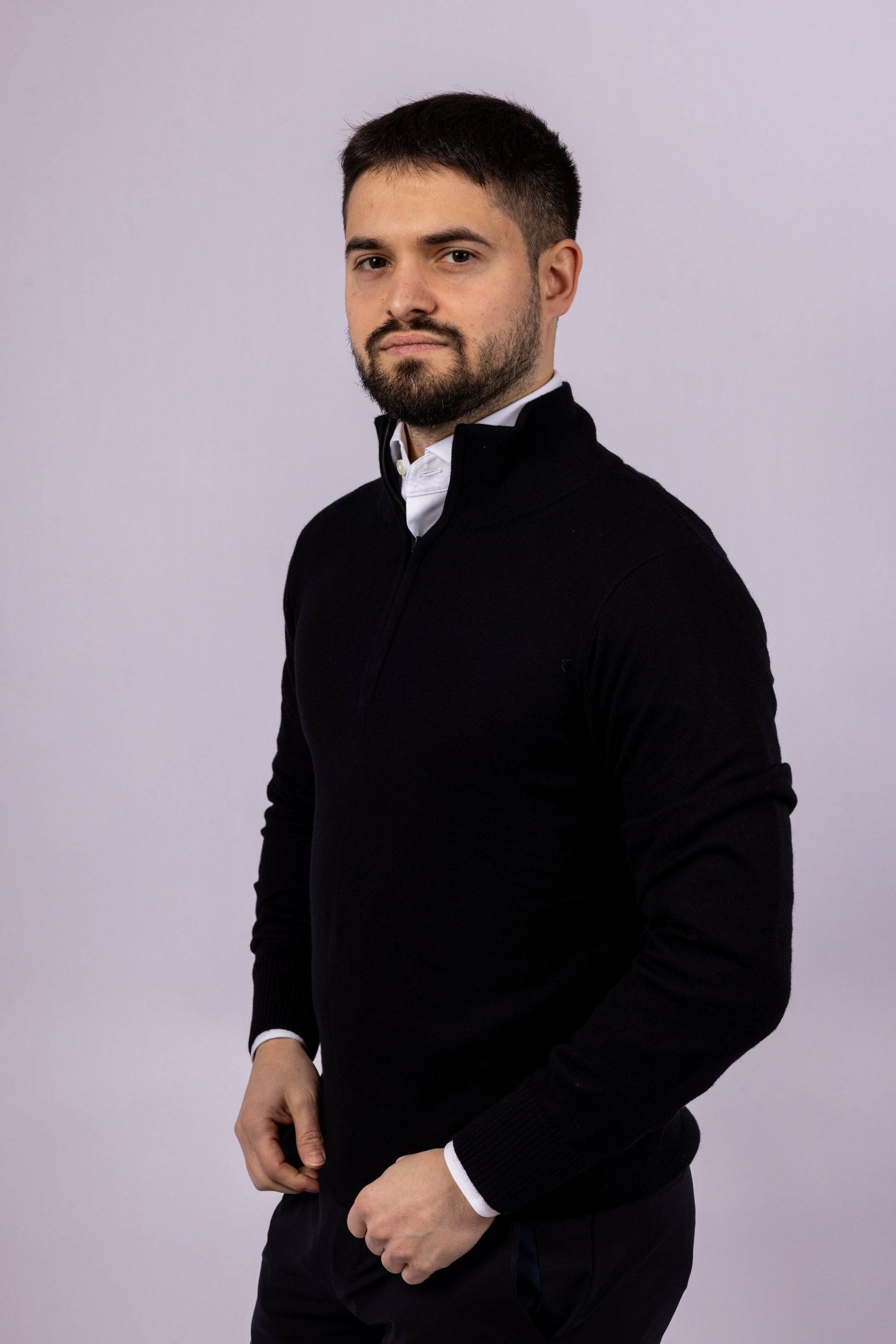 Cashmere Blend Quarter Zip Sweater - Atica Man