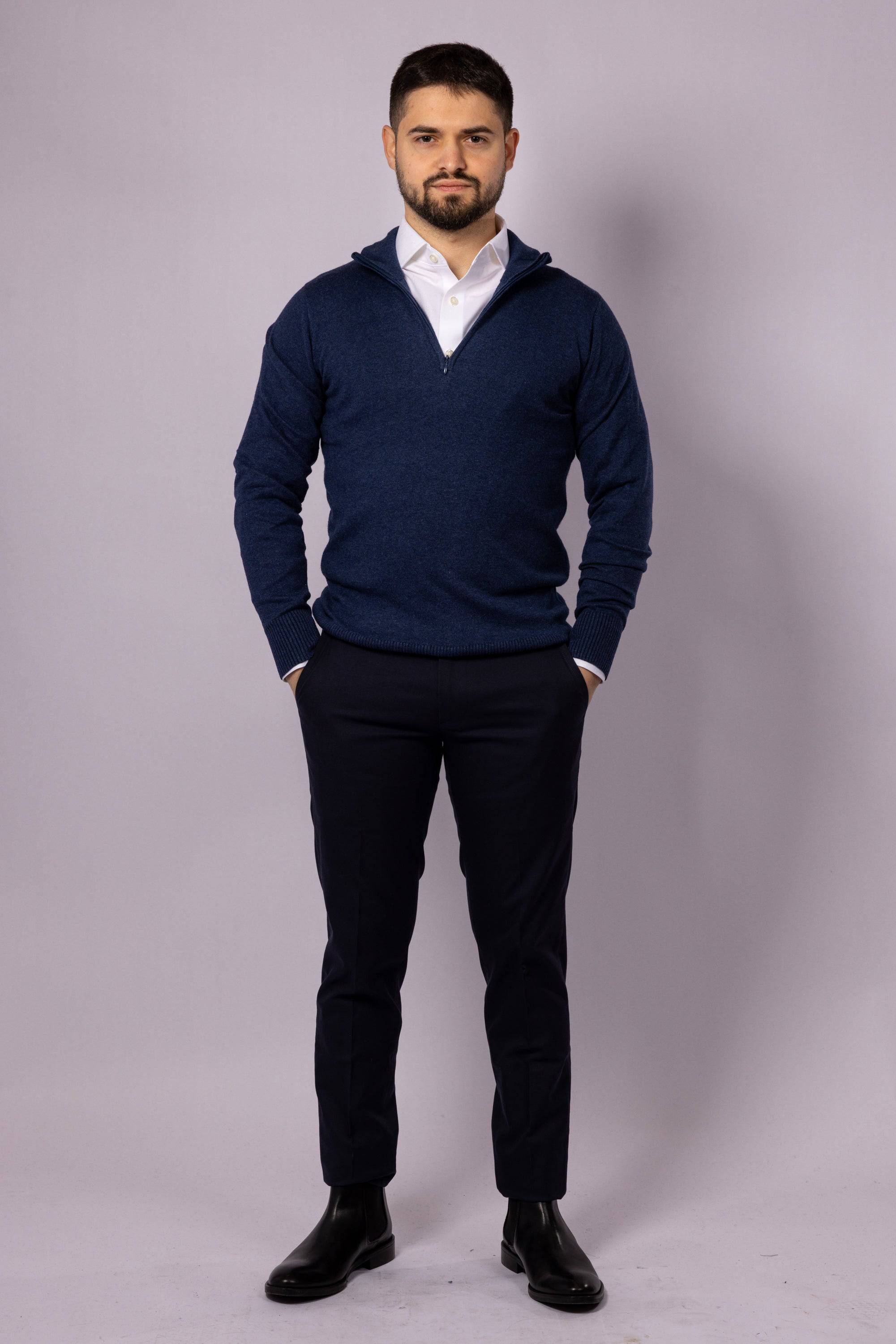 Cashmere Blend Quarter Zip Sweater - Atica Man