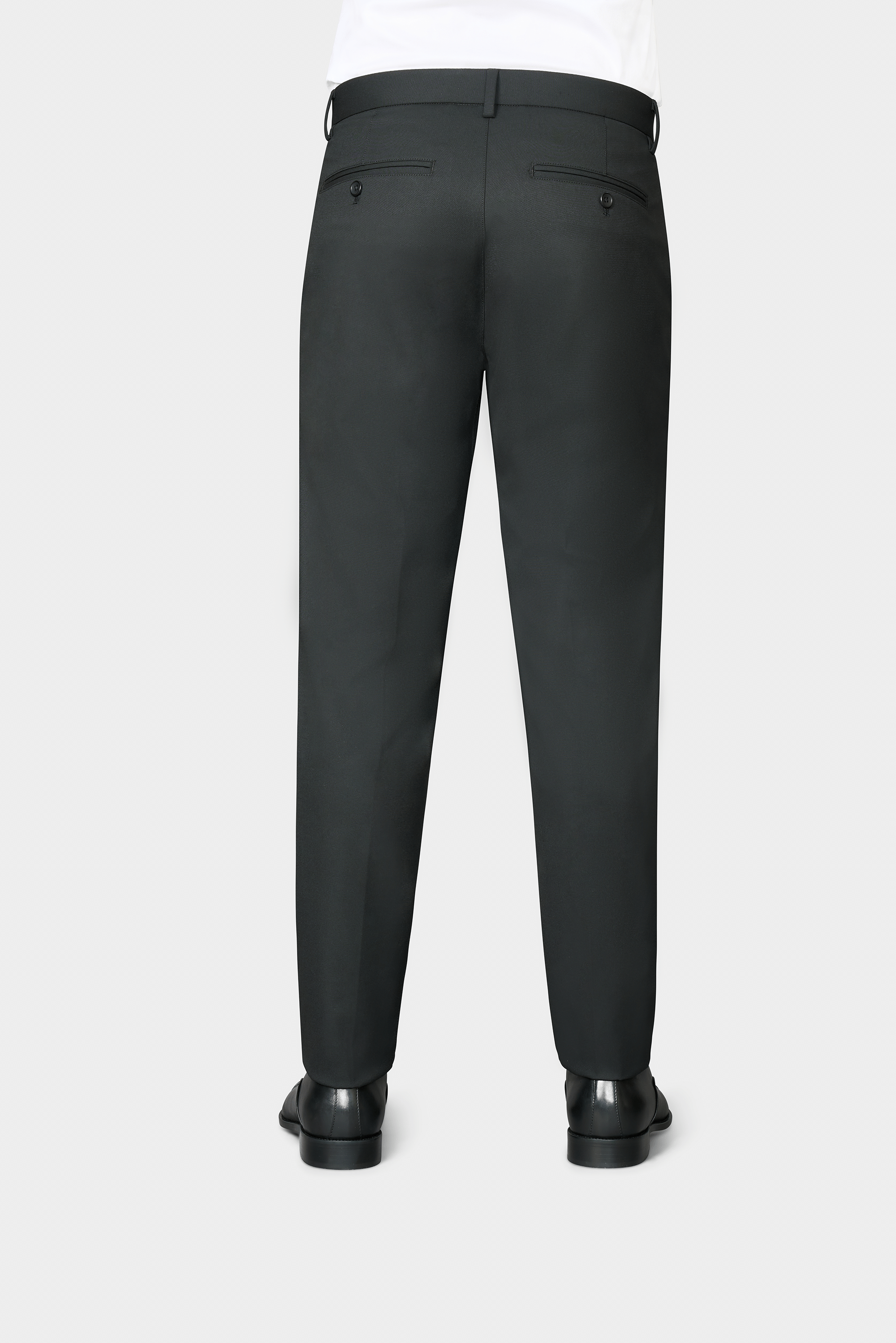 Charcoal dress pants crafted from Yarn-dyed Cotton Herringbone Fabric for a refined look and lasting durability