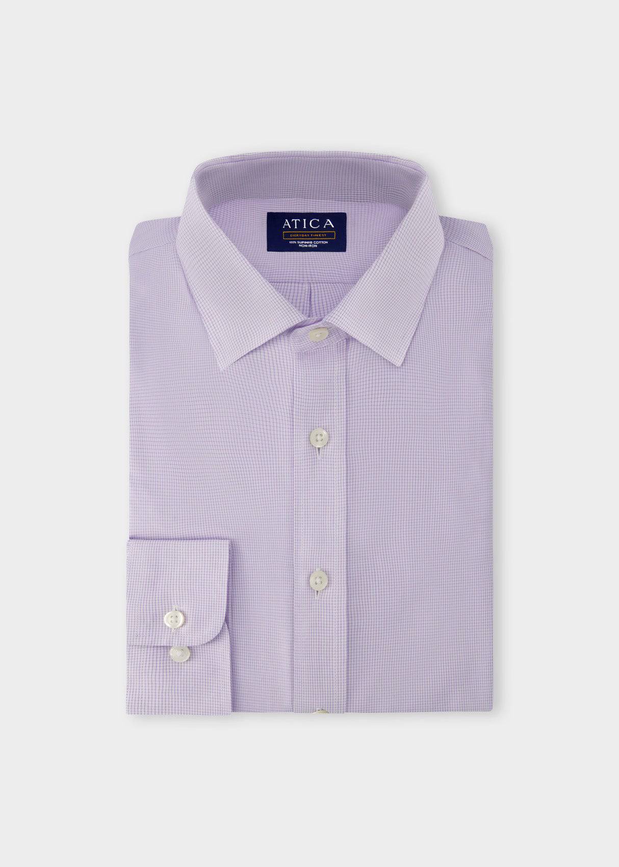 Everyday Lavender Micro Grid Casual Shirt – Non-Iron, Wrinkle-Resistant, Breathable Cotton, Classic Fit