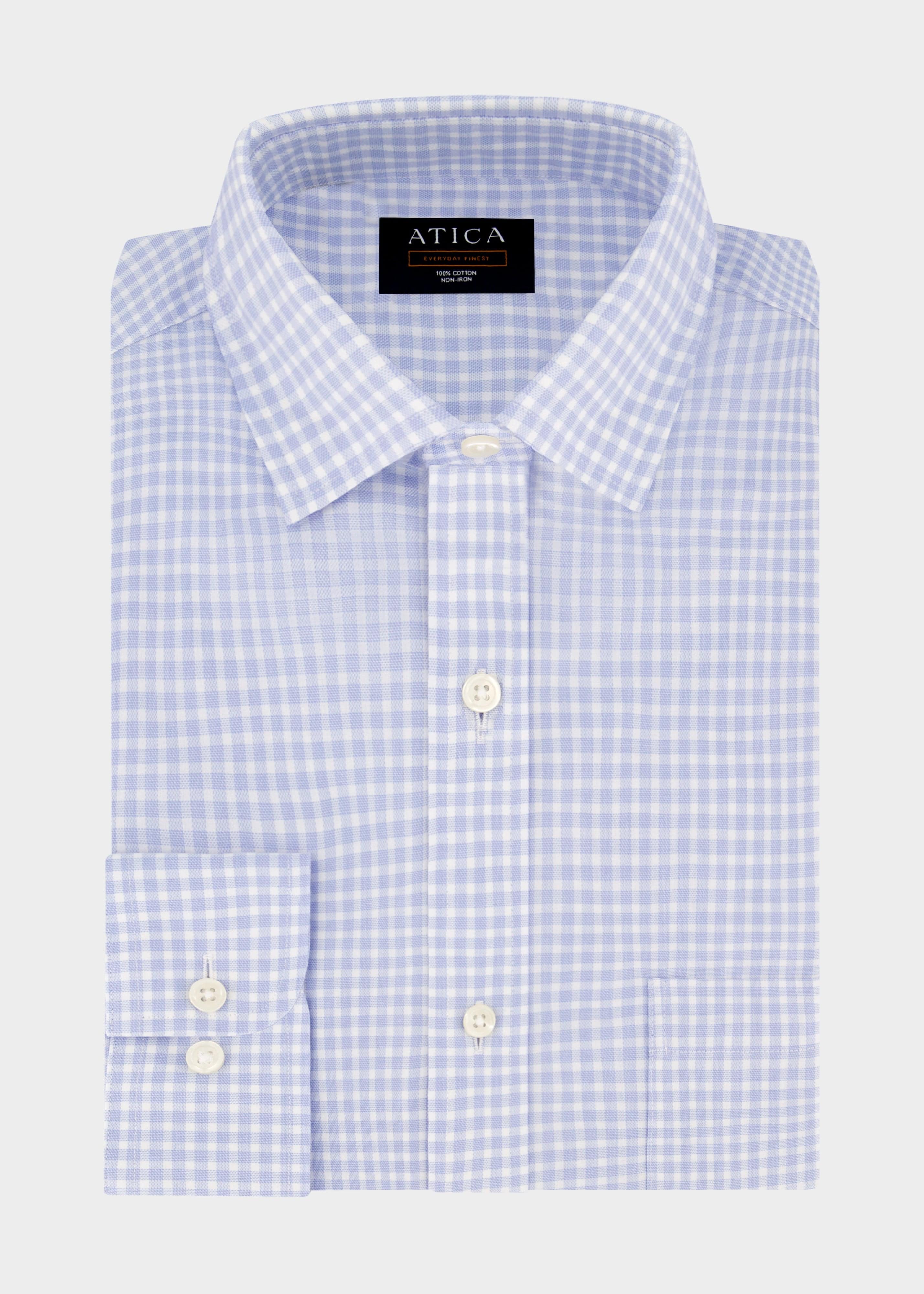 Everyday Light Blue Gingham Casual Shirt – Non-Iron, Wrinkle-Resistant, Breathable Cotton, Classic Fit