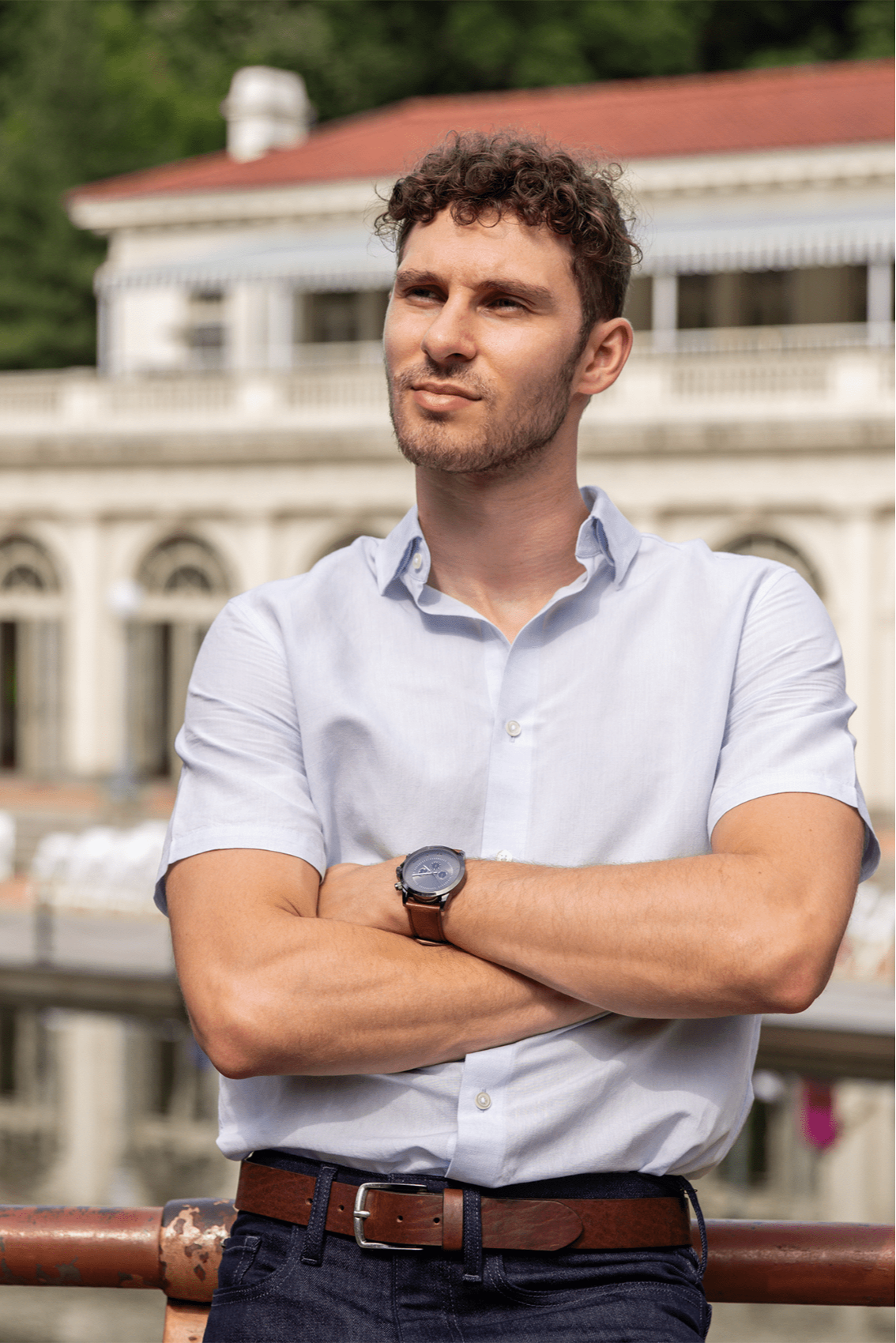 Short Sleeve Linen Shirt - Sky Blue - Atica Man