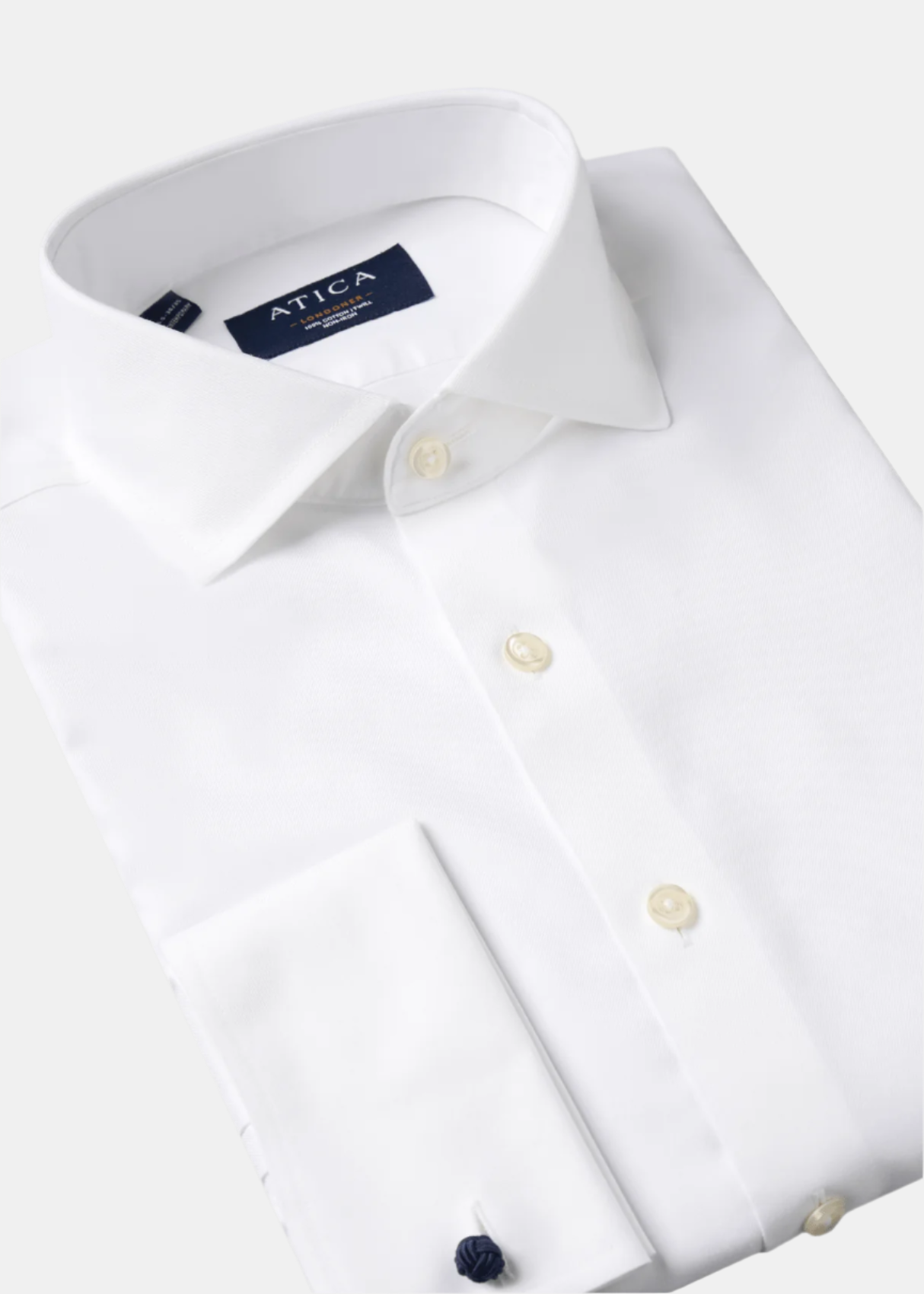 Londoner French Cuff White Dress Shirt – Non-Iron, Wrinkle-Resistant, Breathable Cotton, Londoner Collar, French Cuffs