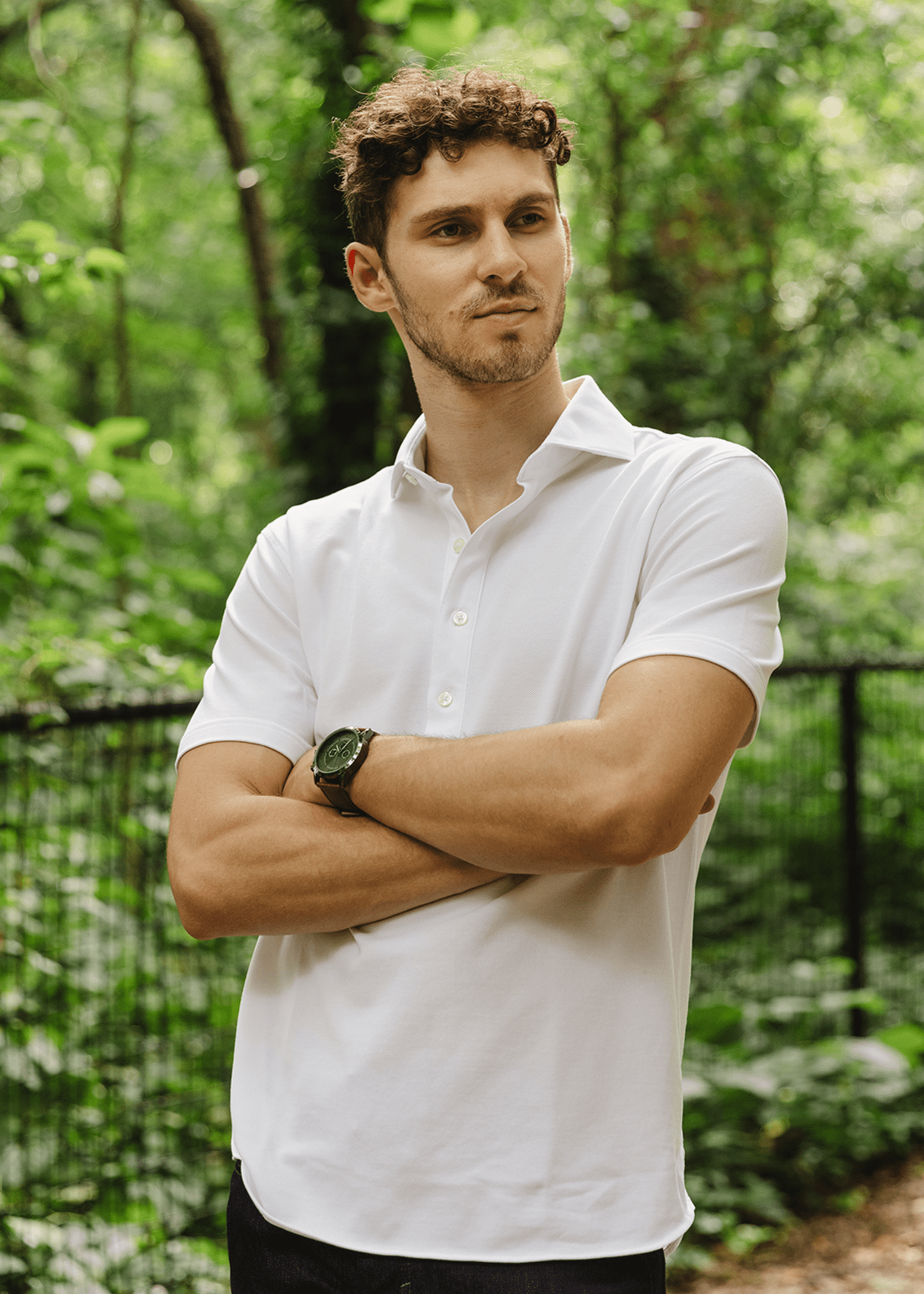 Men's White Polo Shirt, Made from 100% breathable American Cotton, wrinkle free