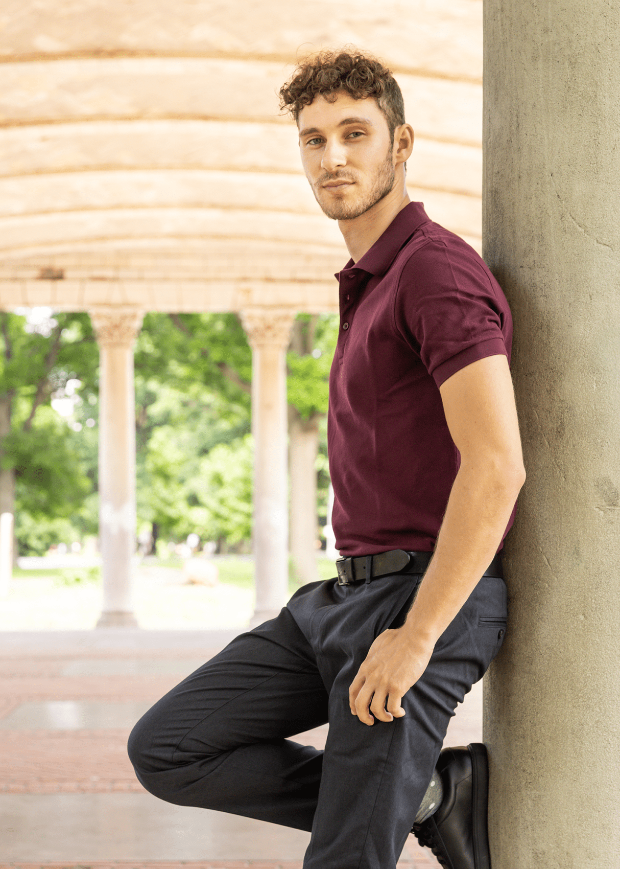 Men's Wine Polo Shirt. Made from 100% breathable American Cotton, wrinkle free