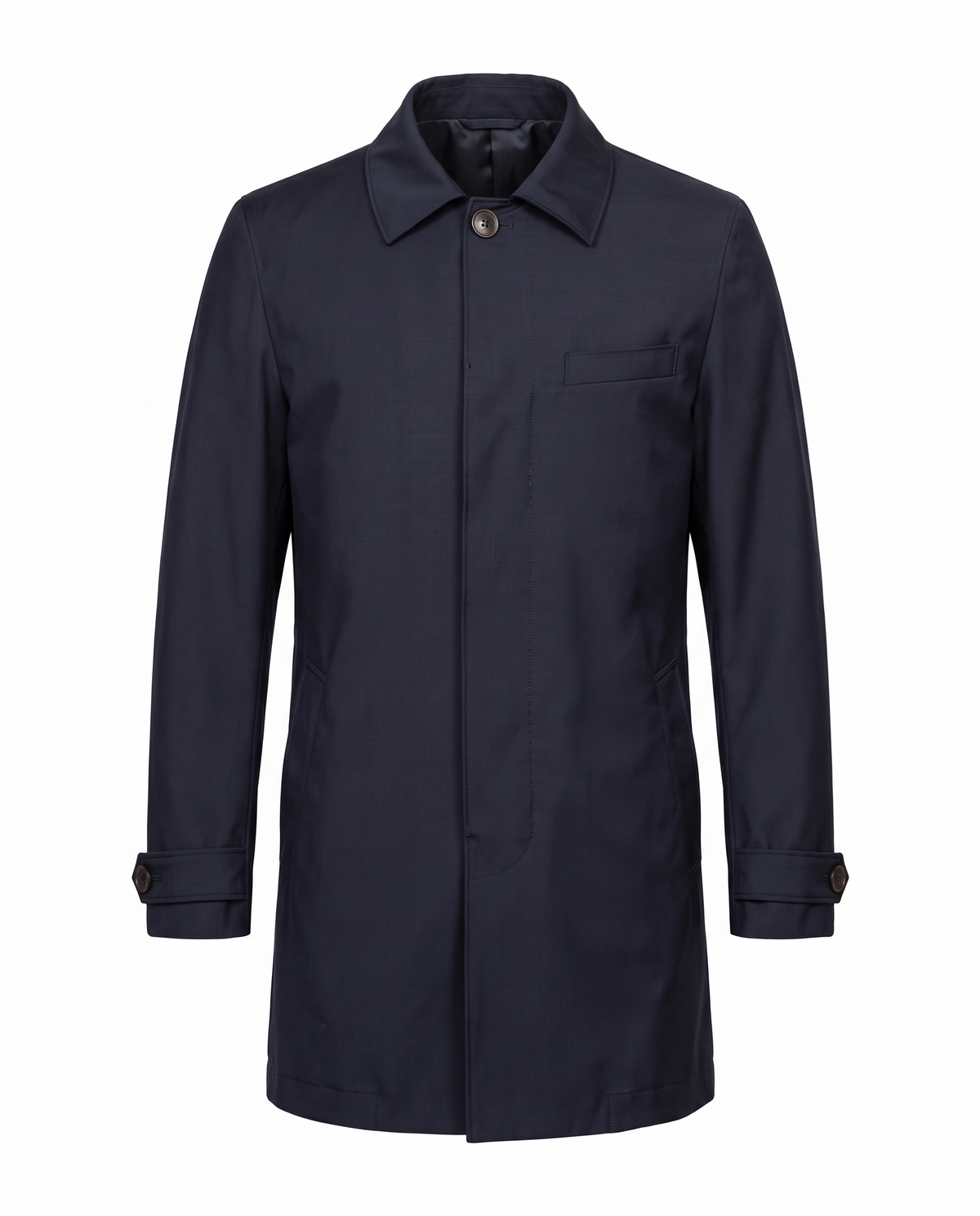 Navy Wool Raincoat