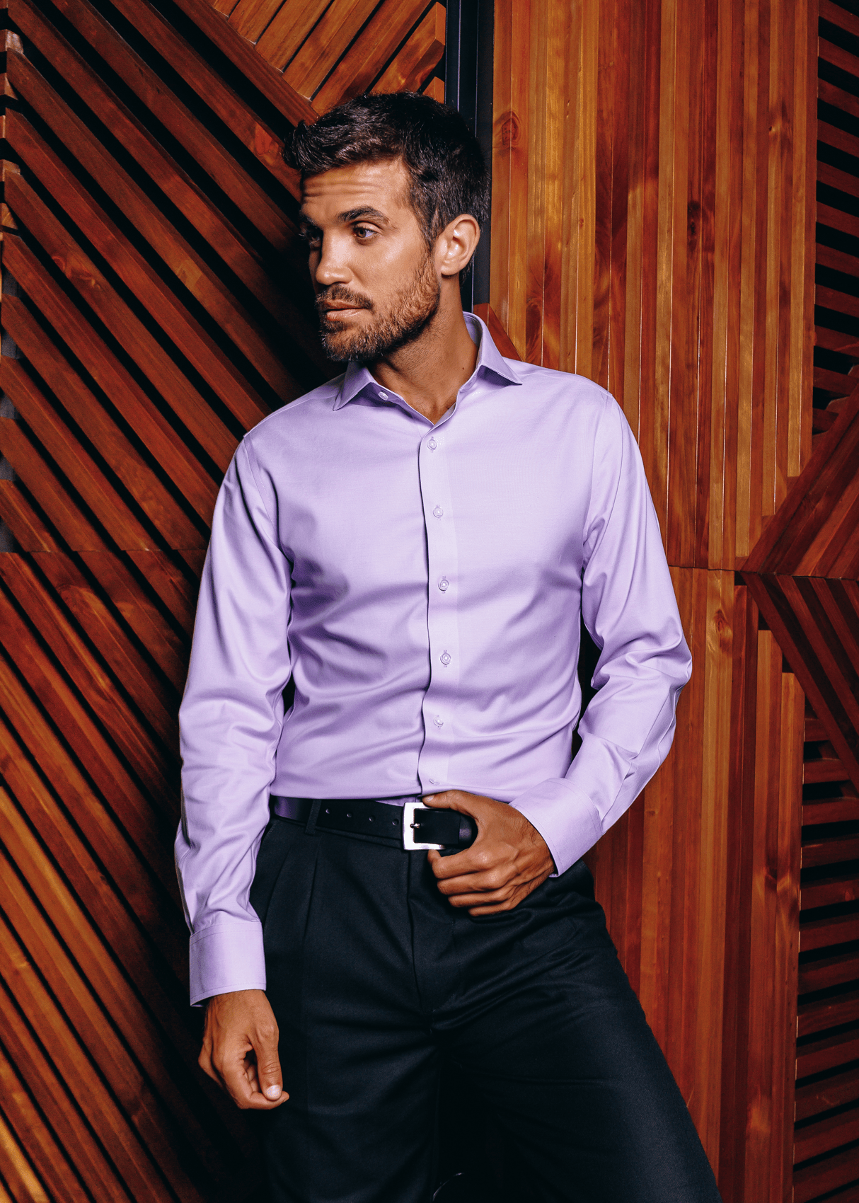 Button-Down Collar Non-Iron Dress Shirt - Lavender – Wrinkle-Resistant, Breathable, Durable