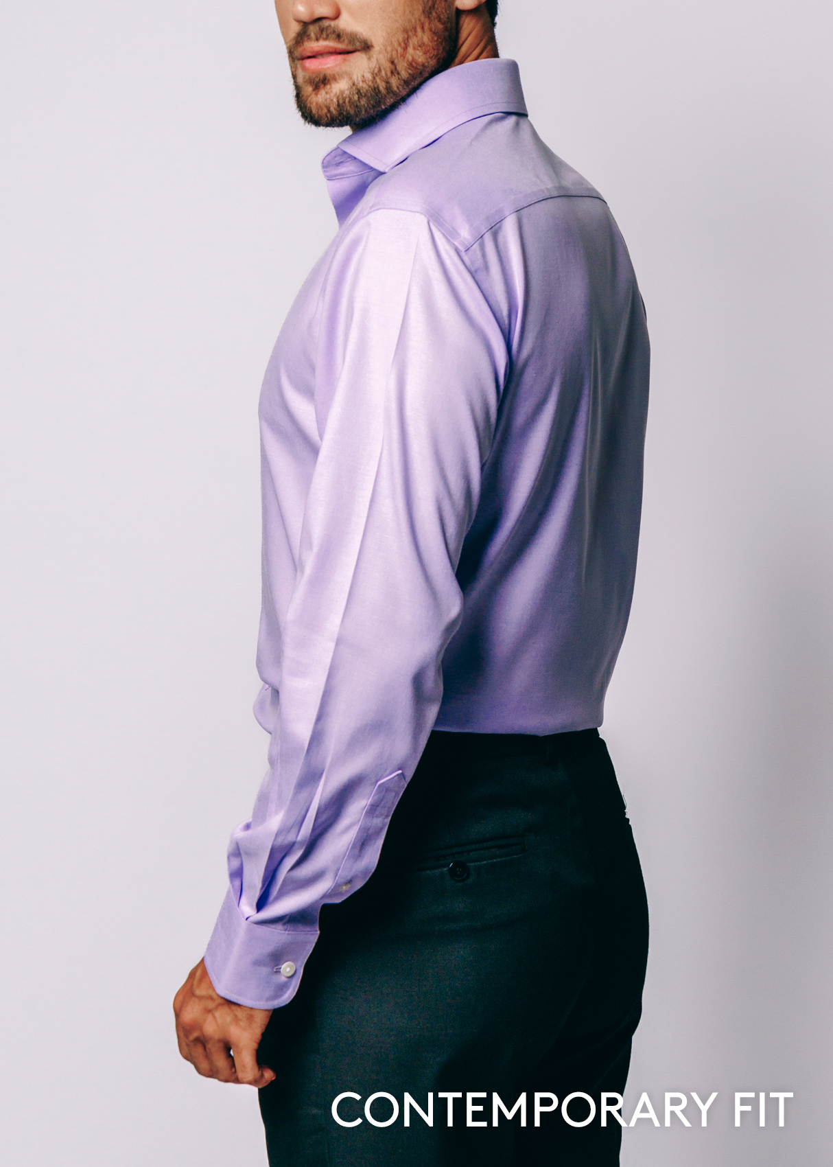 Button-Down Collar Non-Iron Dress Shirt - Lavender – Wrinkle-Resistant, Breathable, Durable
