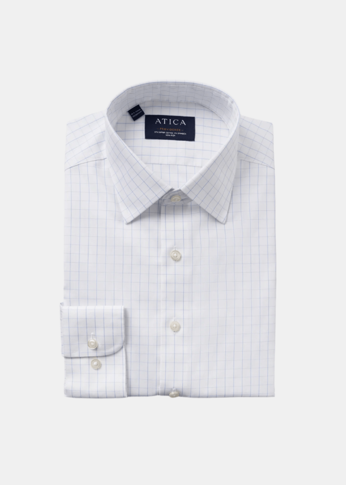 Button-Down Collar Non-Iron Windowpane Check Shirt in Light Blue – Extra Durability, American Cotton