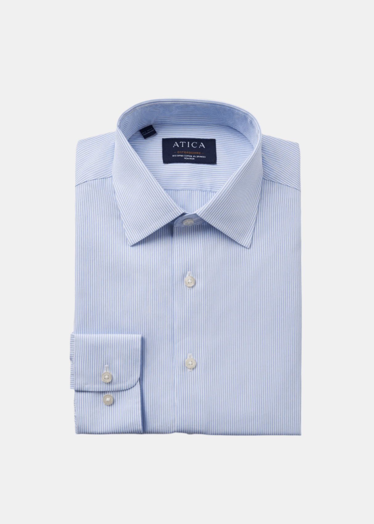 Button-Down Non-Iron Oxford Stripe Shirt - Light Blue - Designed for long-lasting wear. Non-iron, extra durability