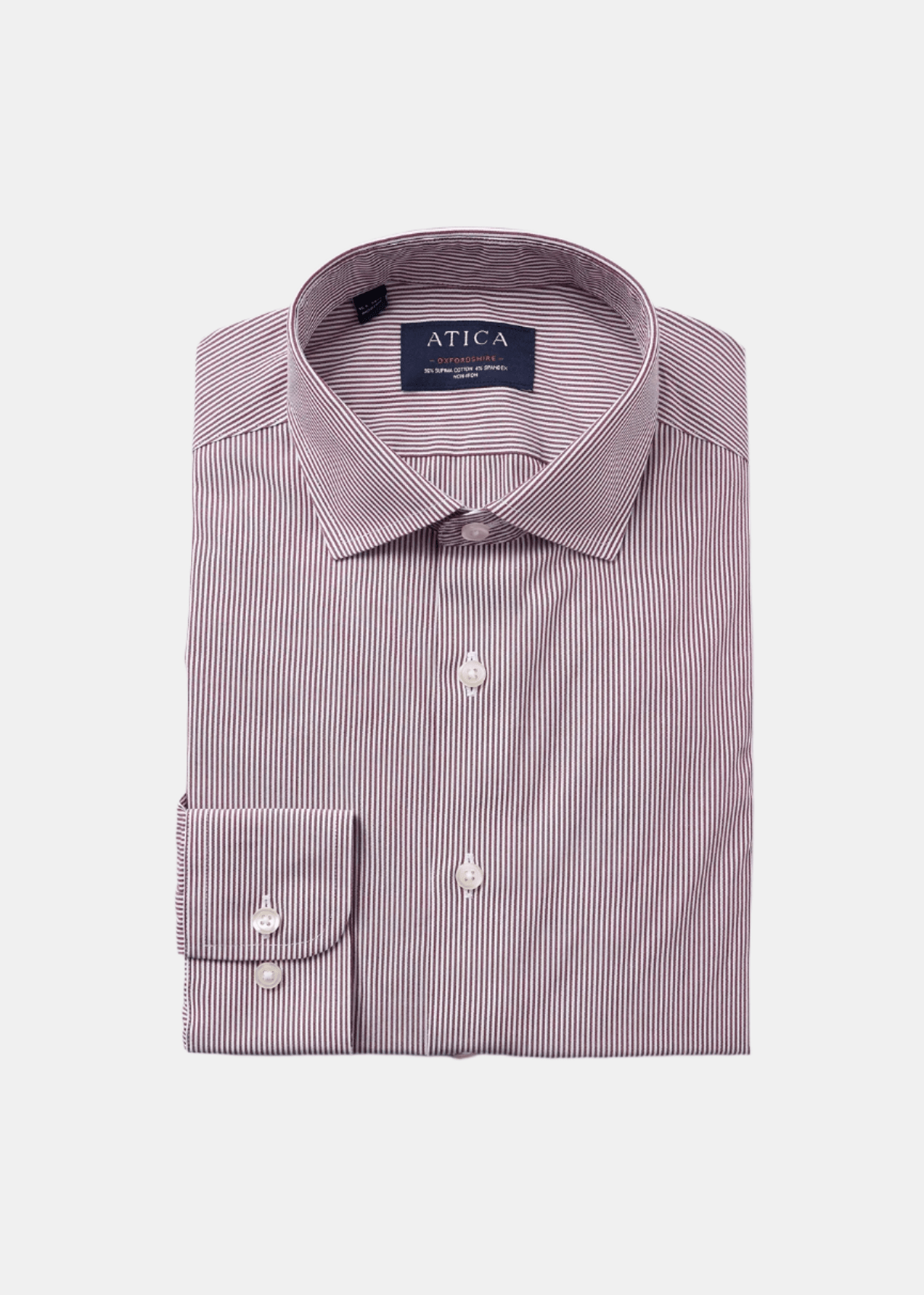 Button-Down Non-Iron Oxford Stripe Shirt - Wine - Designed for long-lasting wear. Non-iron, extra durability