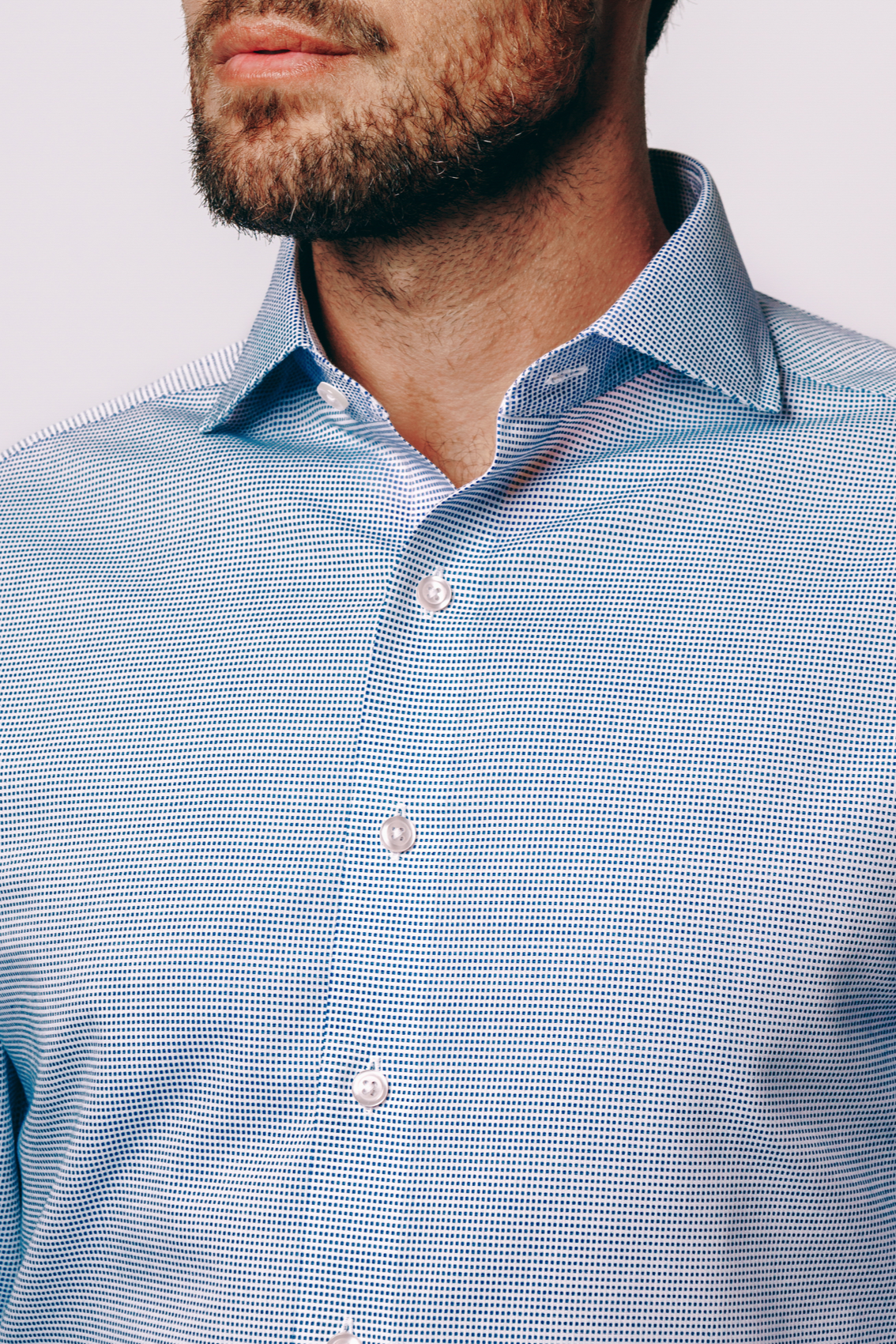 Greenwich Blue Check Dress Shirt – Non-Iron, Wrinkle-Resistant, Breathable Cotton, Classic Fit