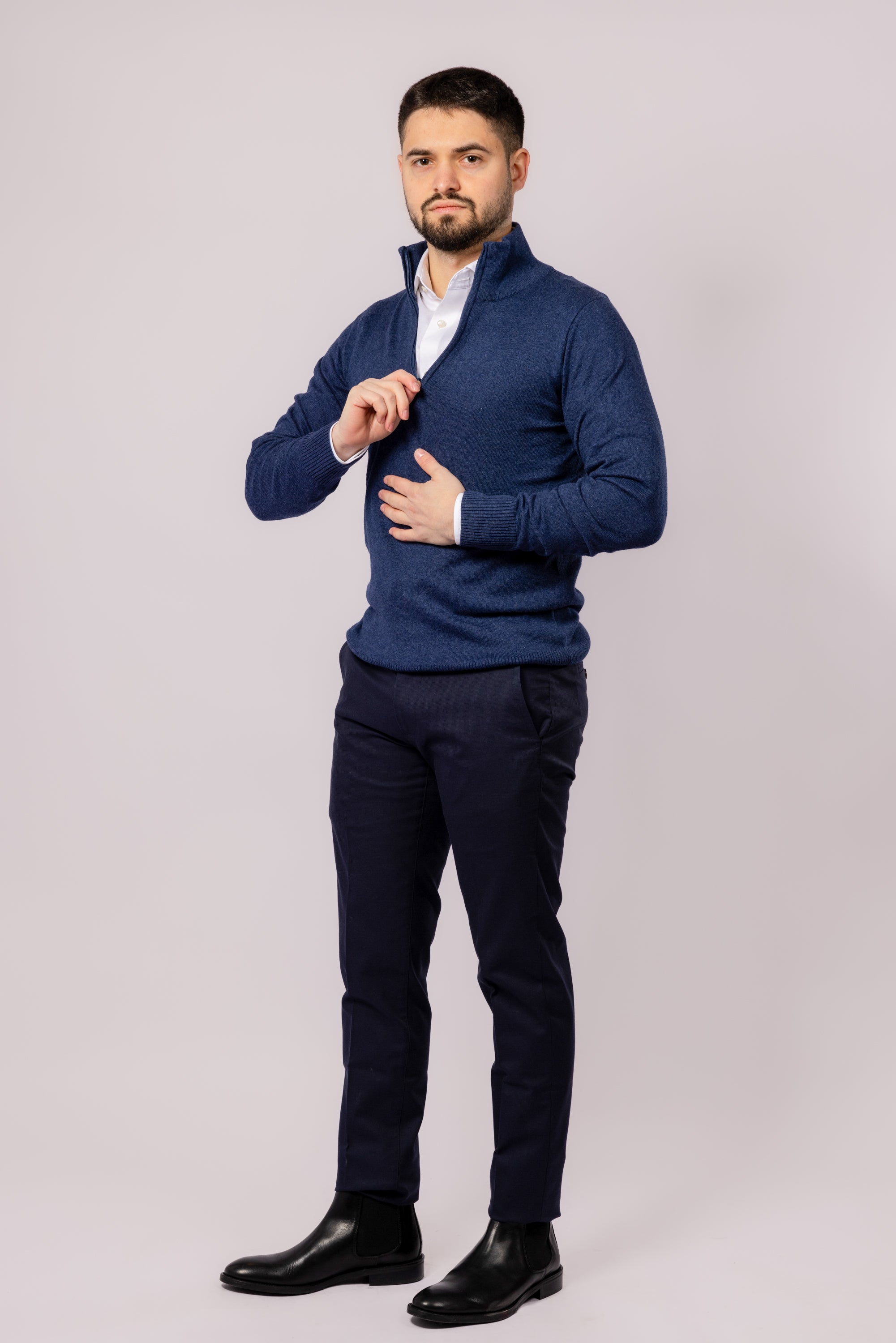 Cashmere Blend Quarter Zip Sweater - Atica Man