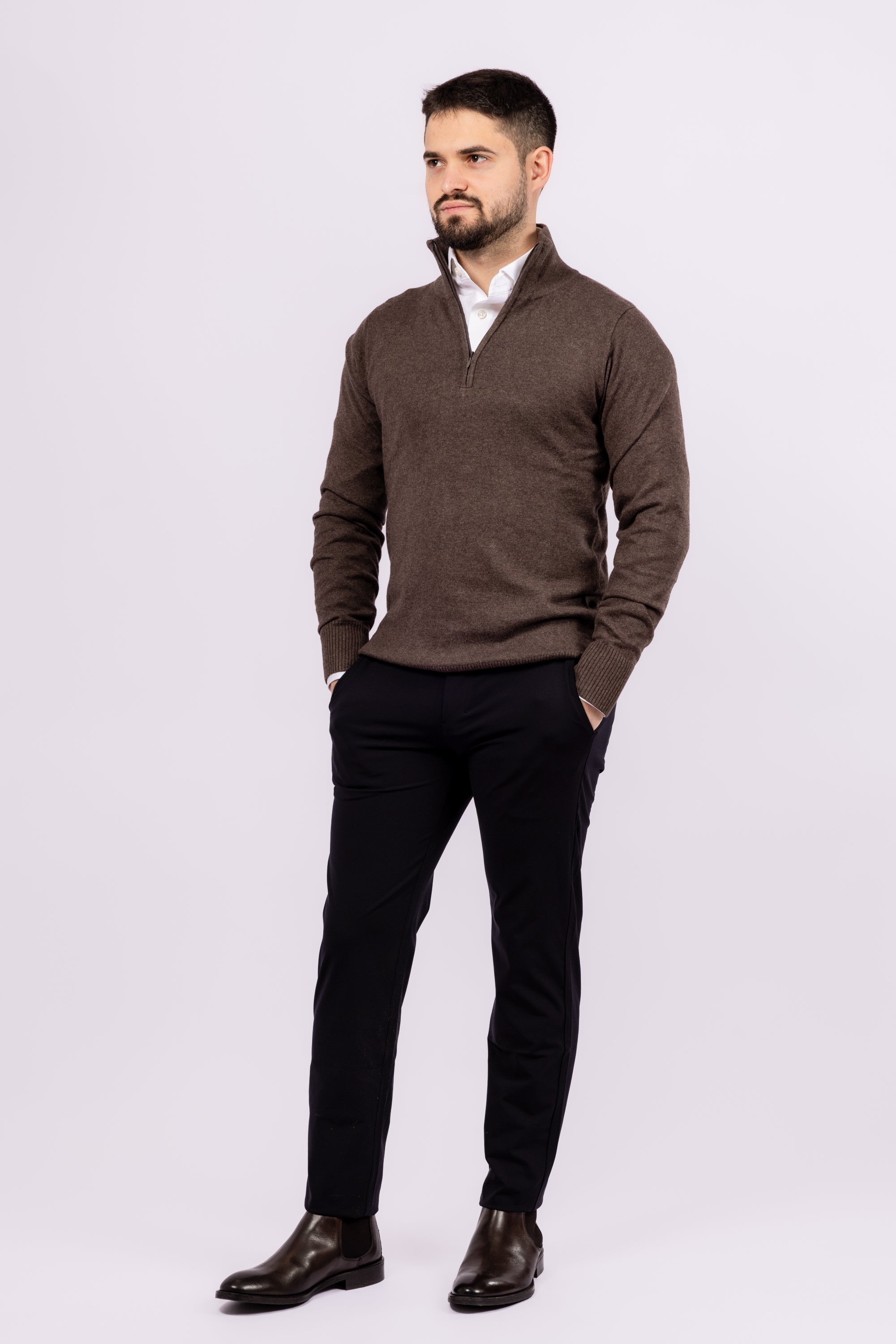Cashmere Blend Quarter Zip Sweater - Atica Man