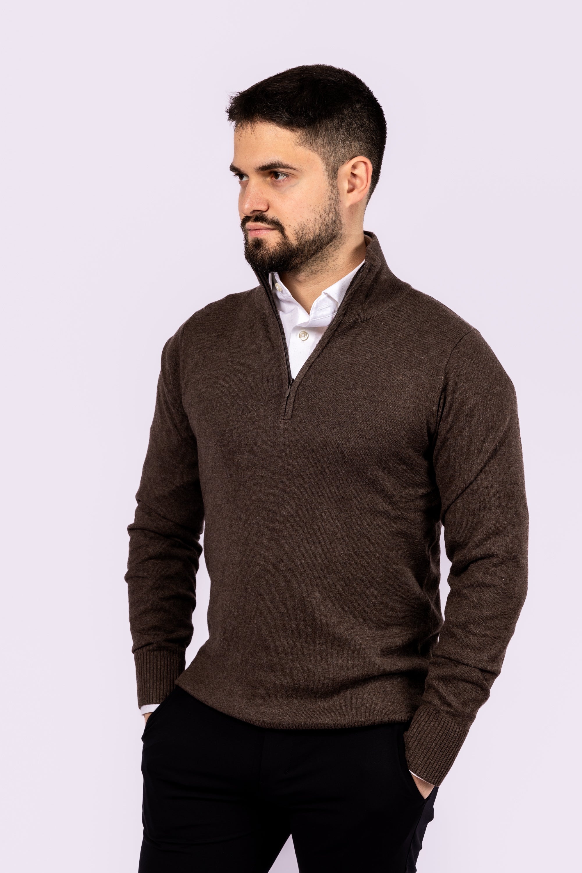 Cashmere Blend Quarter Zip Sweater - Atica Man