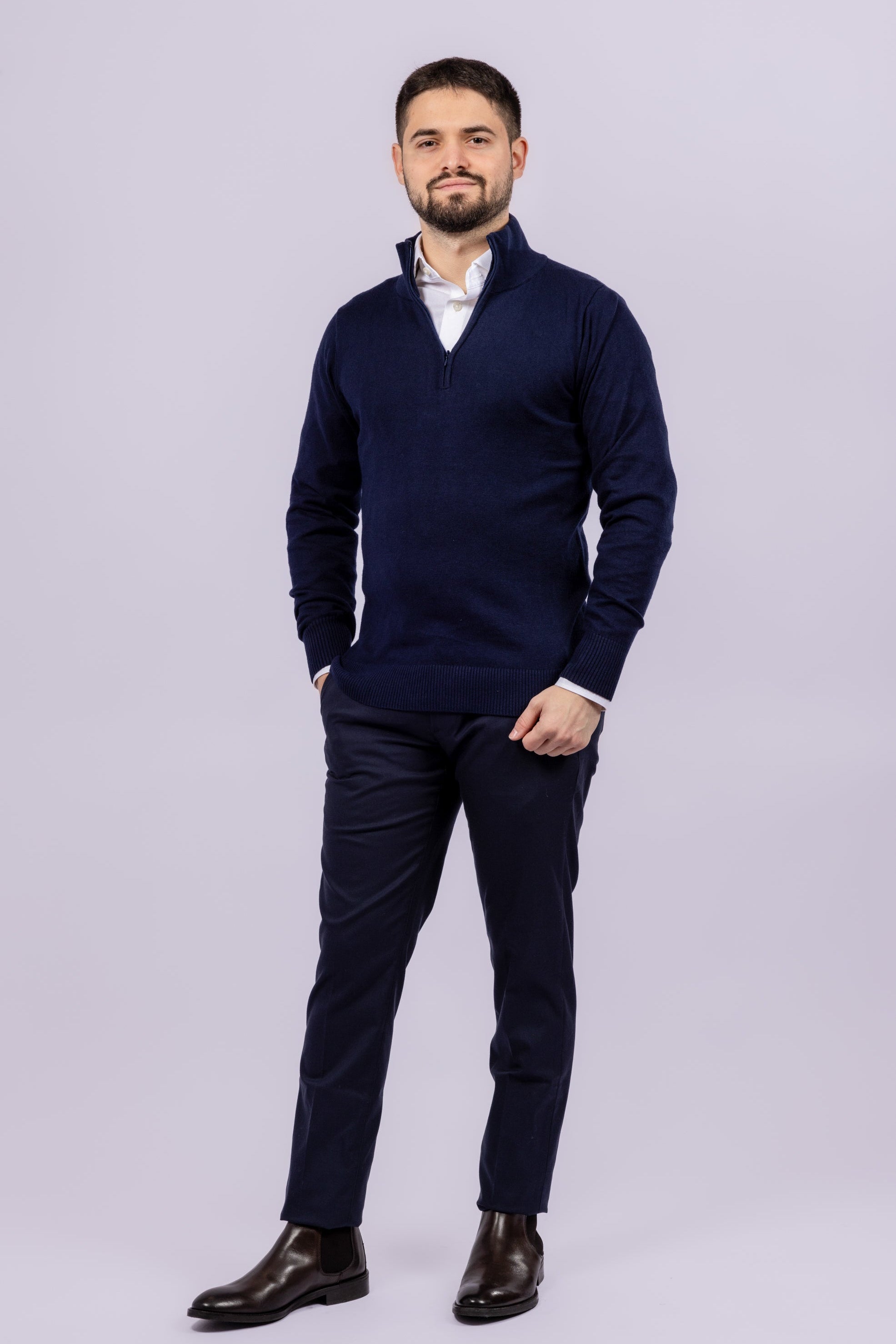 Cashmere Blend Quarter Zip Sweater - Atica Man