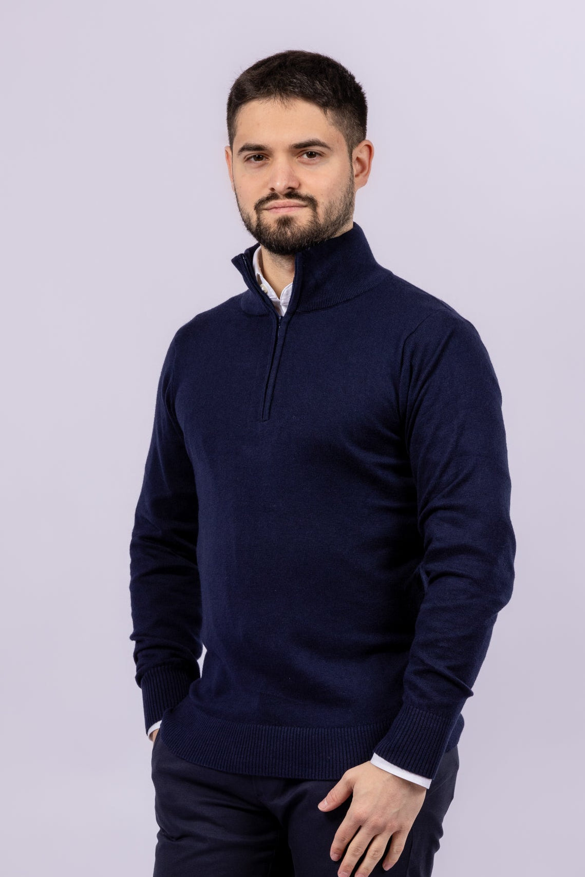 Cashmere Blend Quarter Zip Sweater - Atica Man